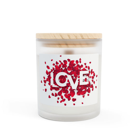 Love Rose Vanilla Frosted Glass Candle, 11oz