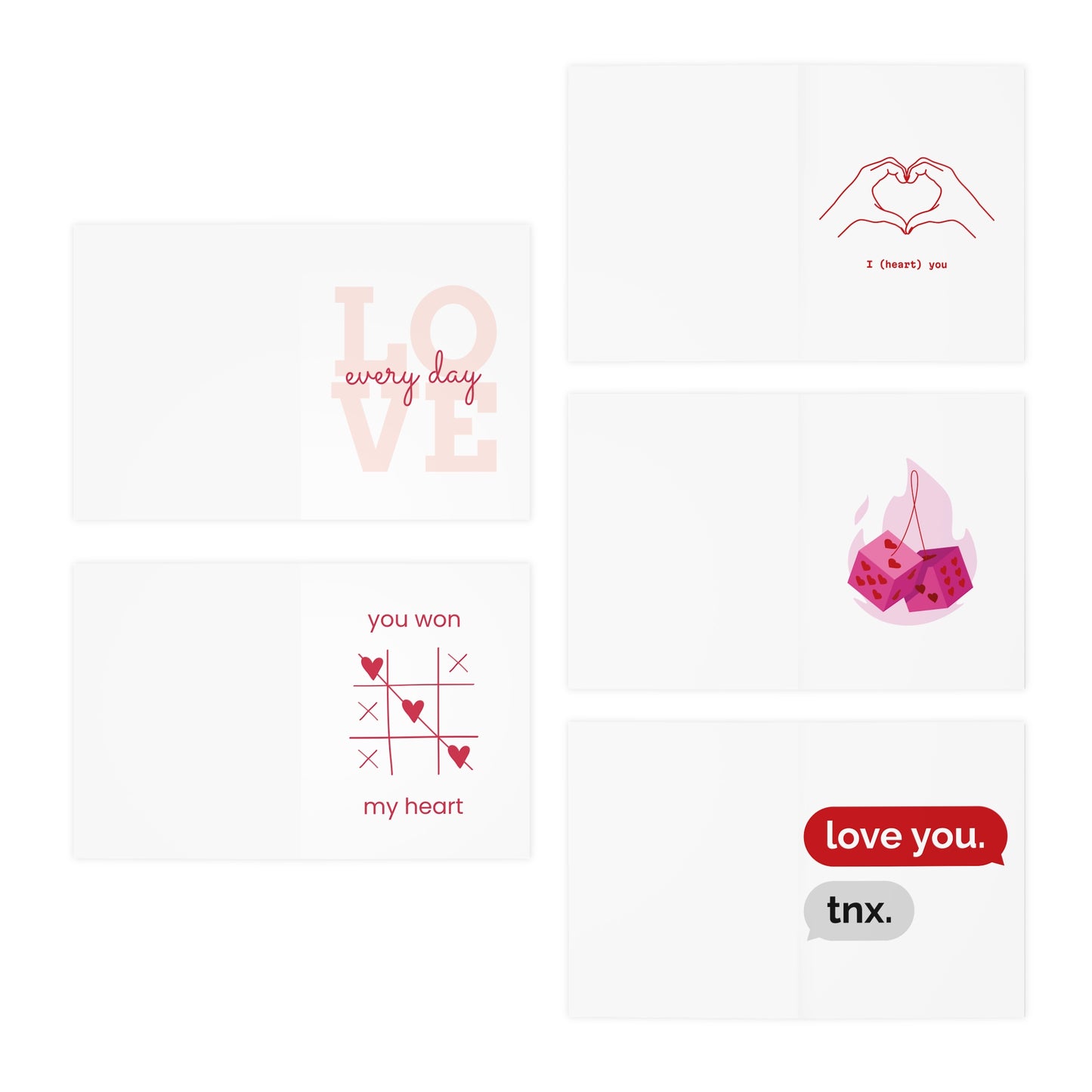 Simple Valentine Multi-Design Greeting Cards (5-Pack)