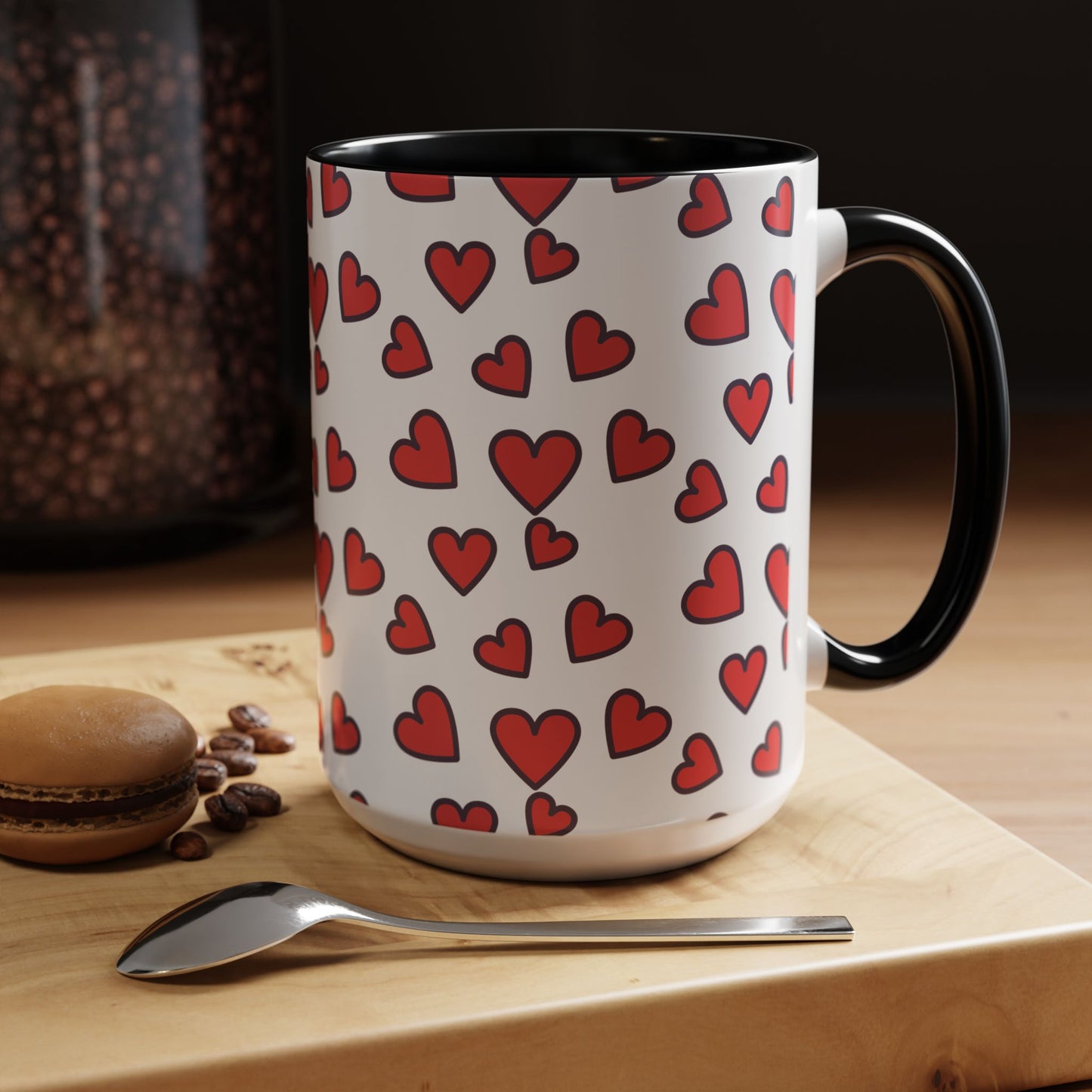 Floating Hearts Accent Coffee Mug (11, 15oz)