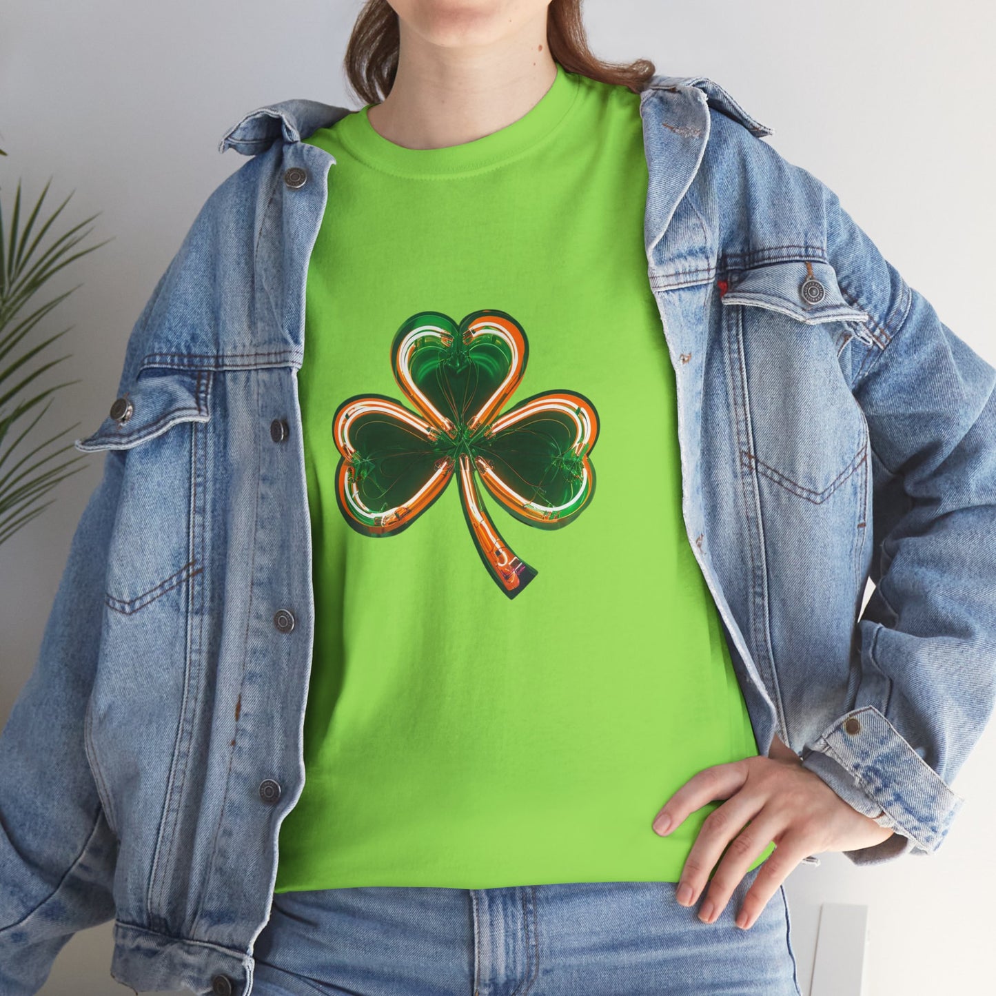 Electric Luck - Green and Orange Unisex Heavy Cotton Tee