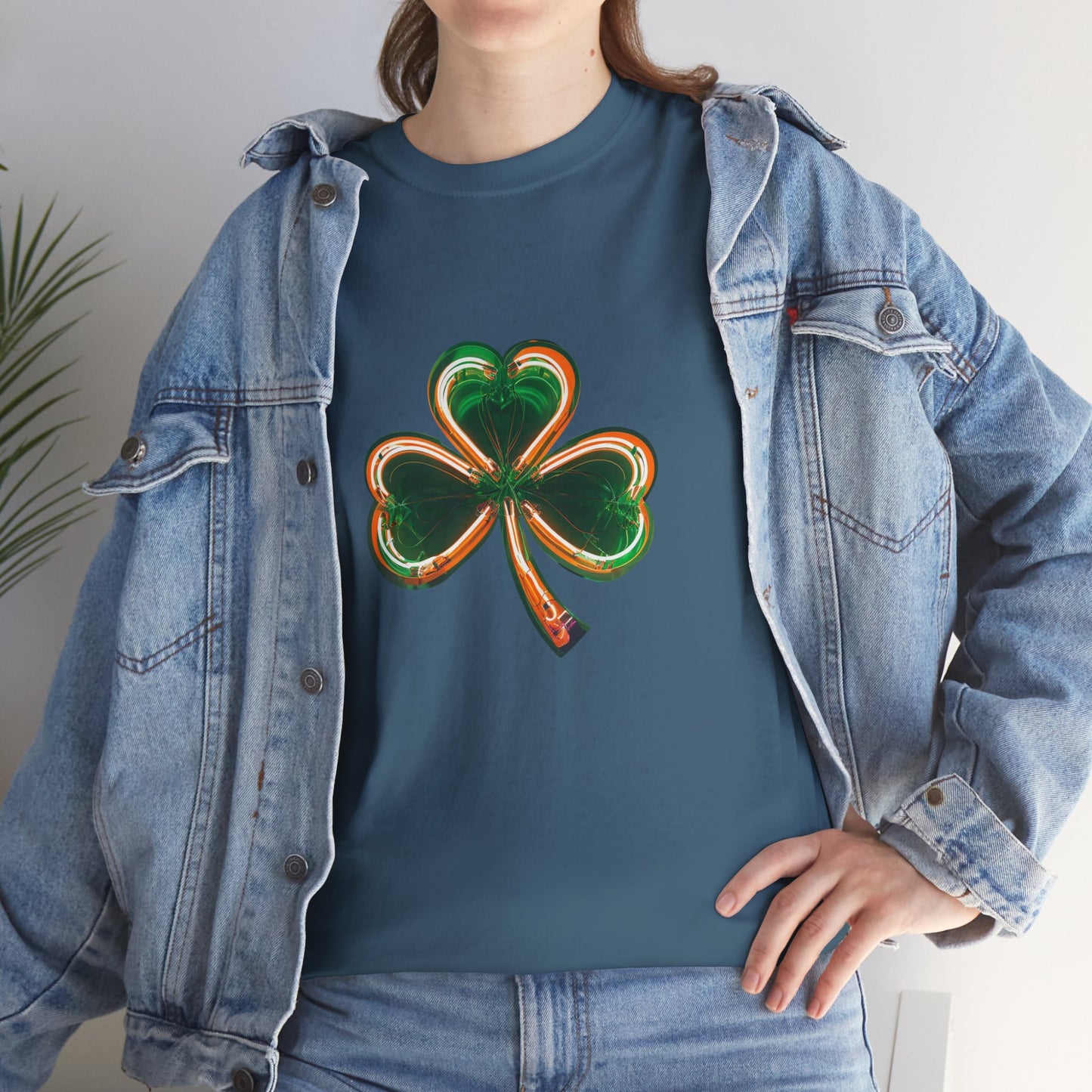 Electric Luck - Green and Orange Unisex Heavy Cotton Tee