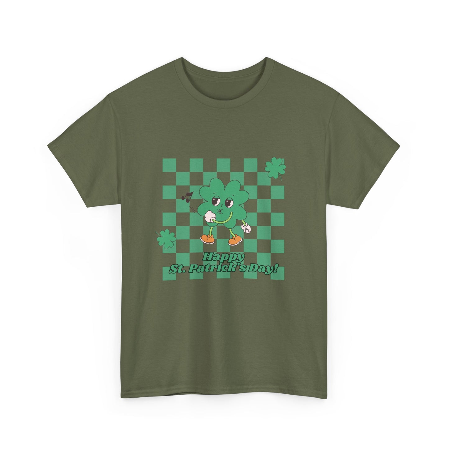 St. Pat's Checkers Unisex Heavy Cotton Tee - Lucky Shamrock Design