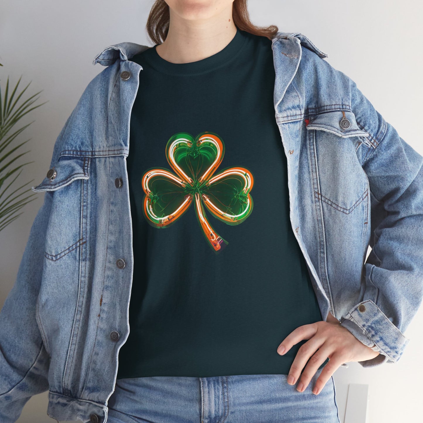 Electric Luck - Green and Orange Unisex Heavy Cotton Tee