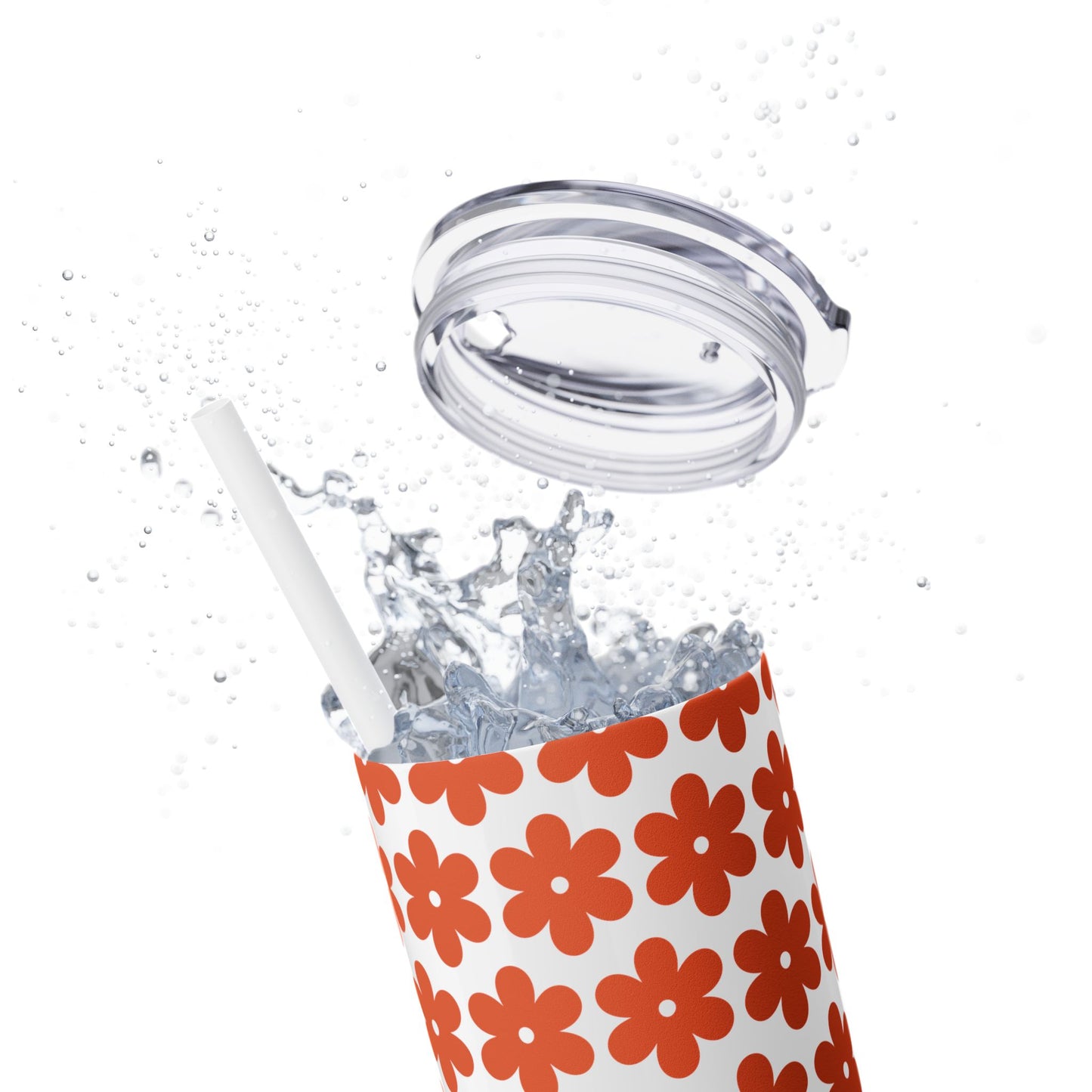 Retro Flower Skinny Tumbler with Straw, 20oz