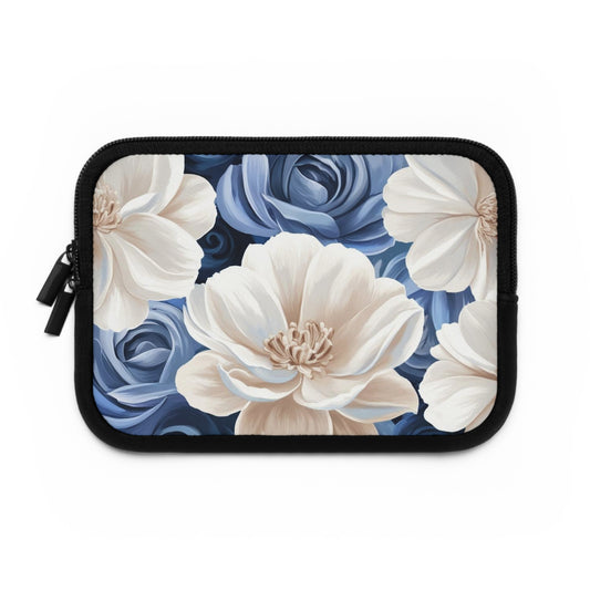 Painted Blue and White Flowers Laptop Sleeve