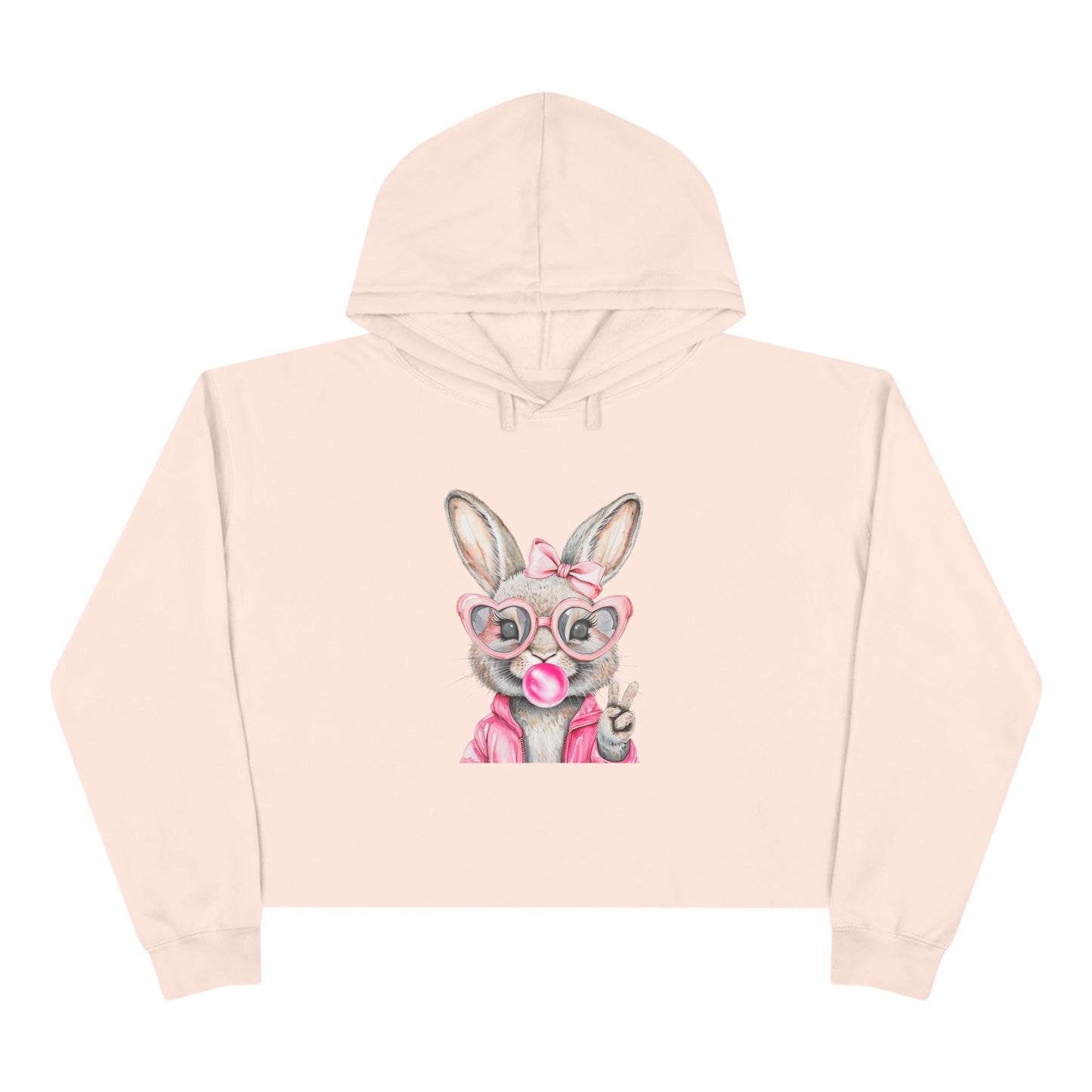 Bubble Gum Bunny Crop Hoodie - Perfect for Spring Fashion