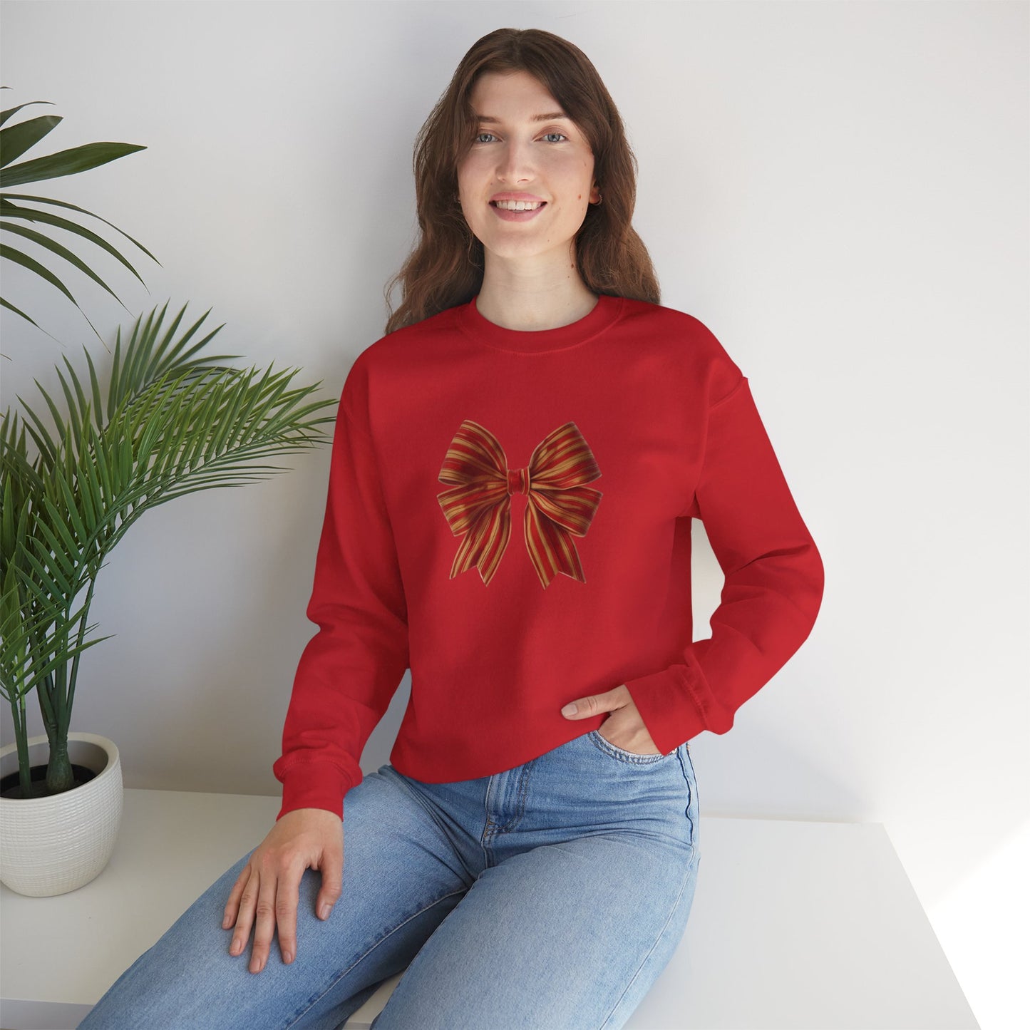 Red and Gold Bow Unisex Heavy Blend™ Crewneck Sweatshirt