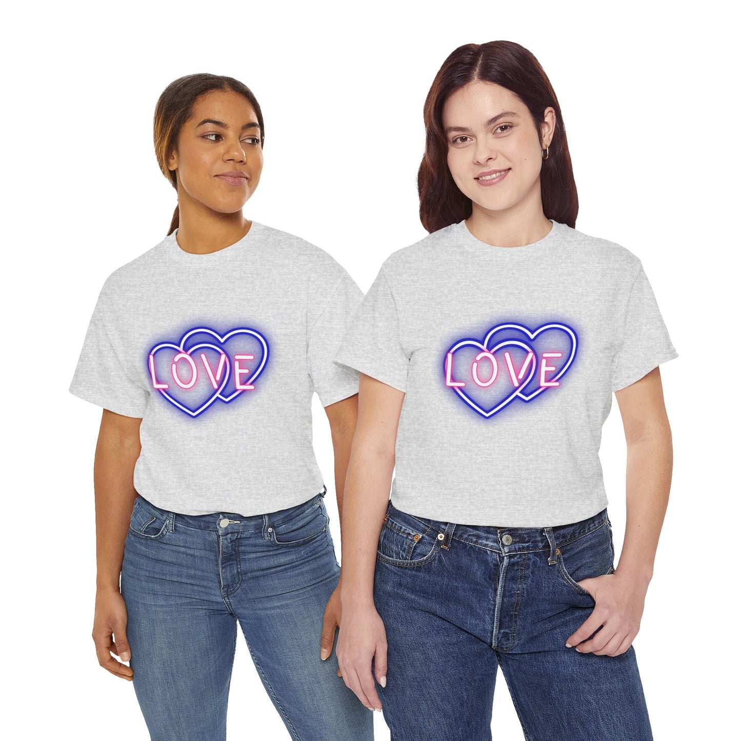 Neon Double Heart Unisex Heavy Cotton Tee