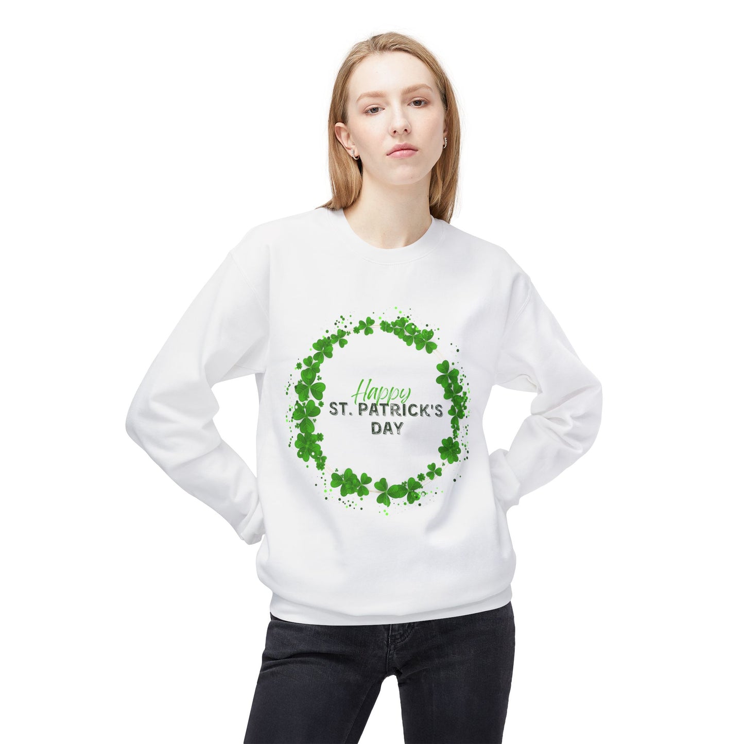 St. Pat's Wreath Unisex Midweight Softstyle Fleece Crewneck Sweatshirt