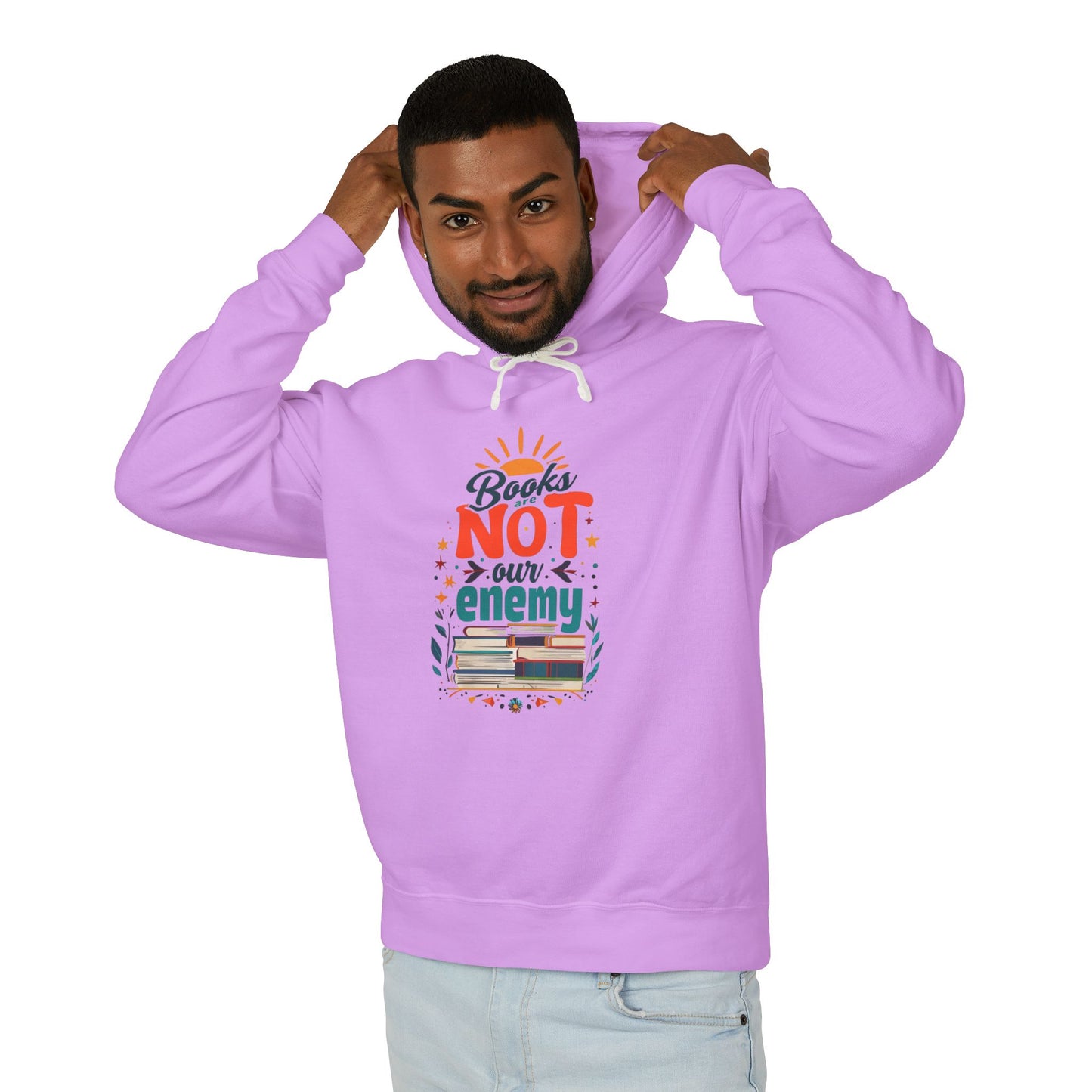 Books are NOT our Enemy Unisex Lightweight Hooded Sweatshirt