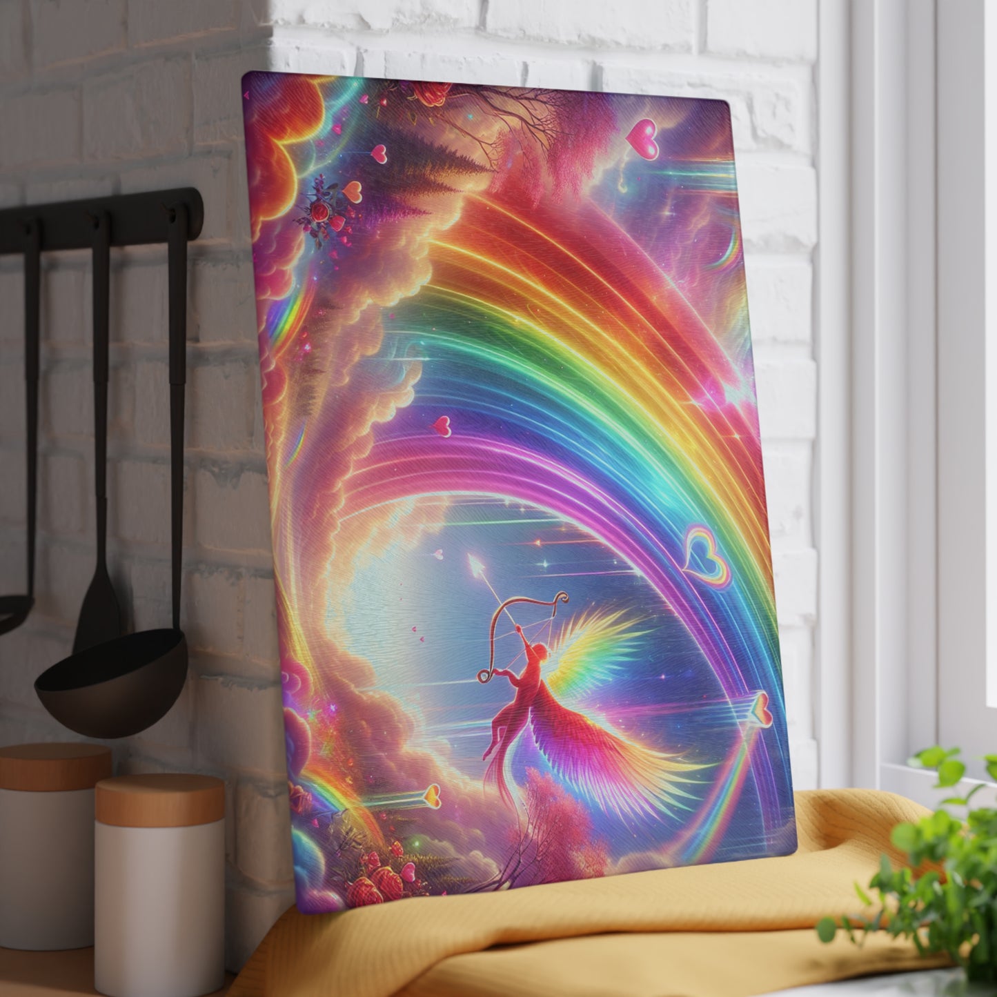 Rainbow Phoenix Glass Cutting Board