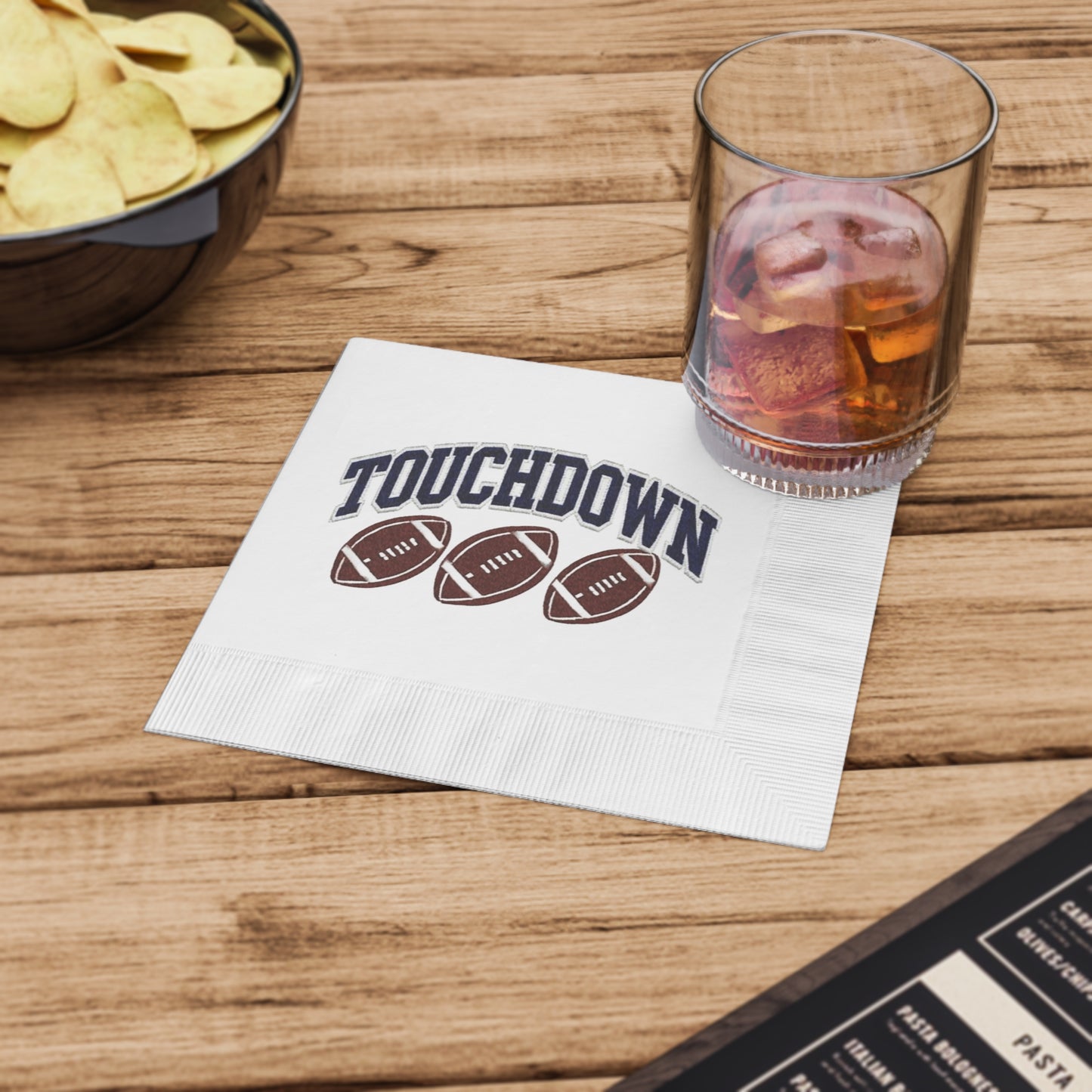 TOUCHDOWN White Coined Napkins