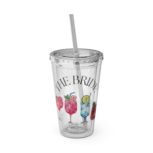 The Bride Est. 2025 Sunsplash Tumbler with Straw, 16oz