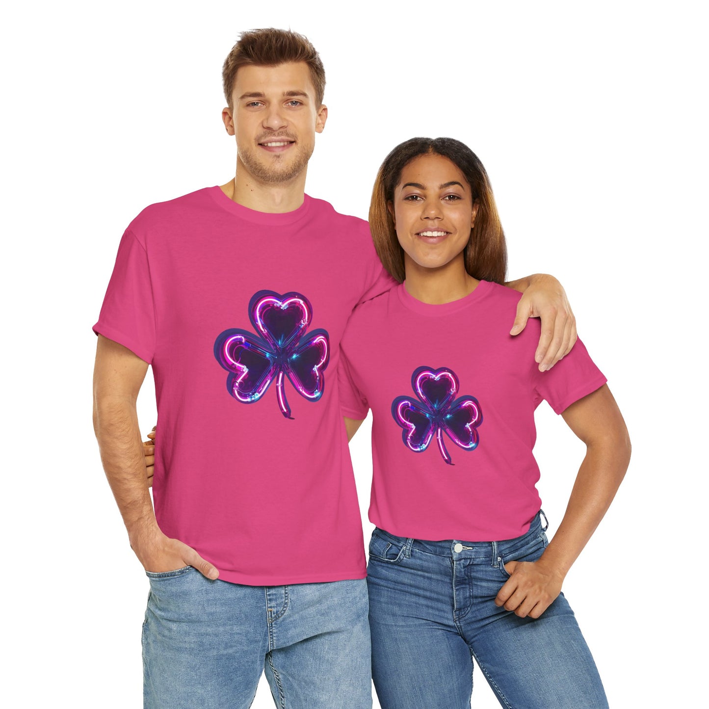 Electric Luck - Pink and Blue Unisex Heavy Cotton Tee