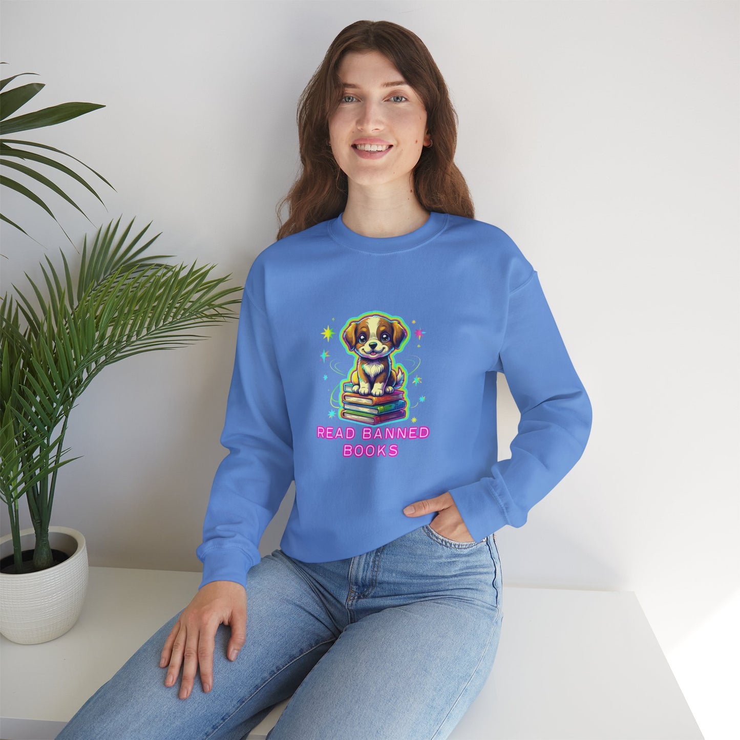 Read Banned Books - Dog Unisex Heavy Blend™ Crewneck Sweatshirt