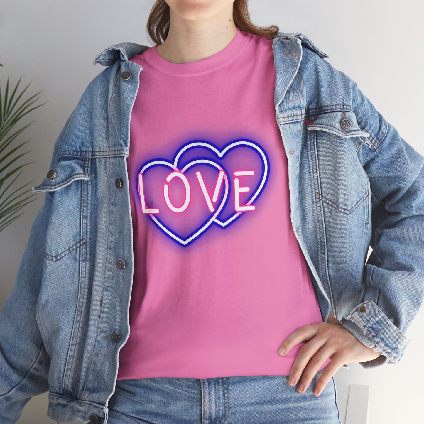 Neon Double Heart Unisex Heavy Cotton Tee