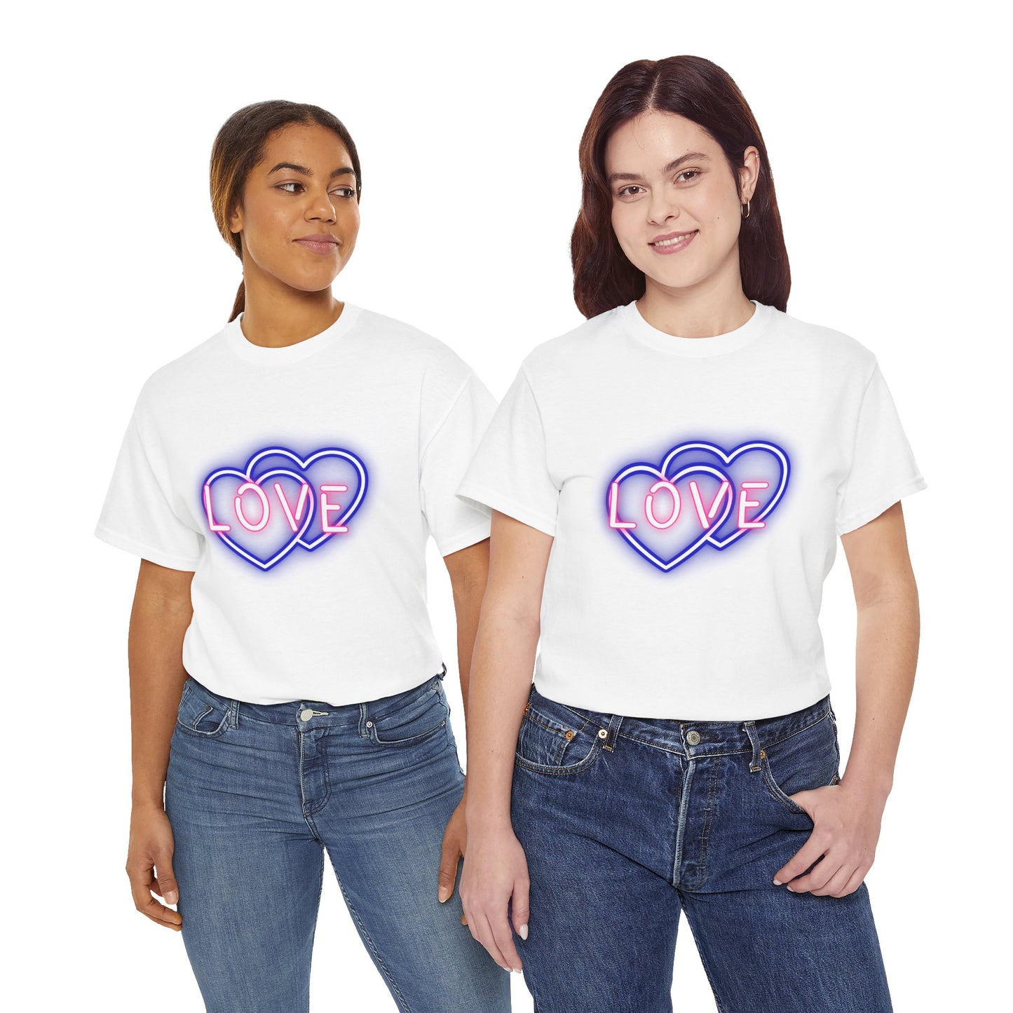 Neon Double Heart Unisex Heavy Cotton Tee