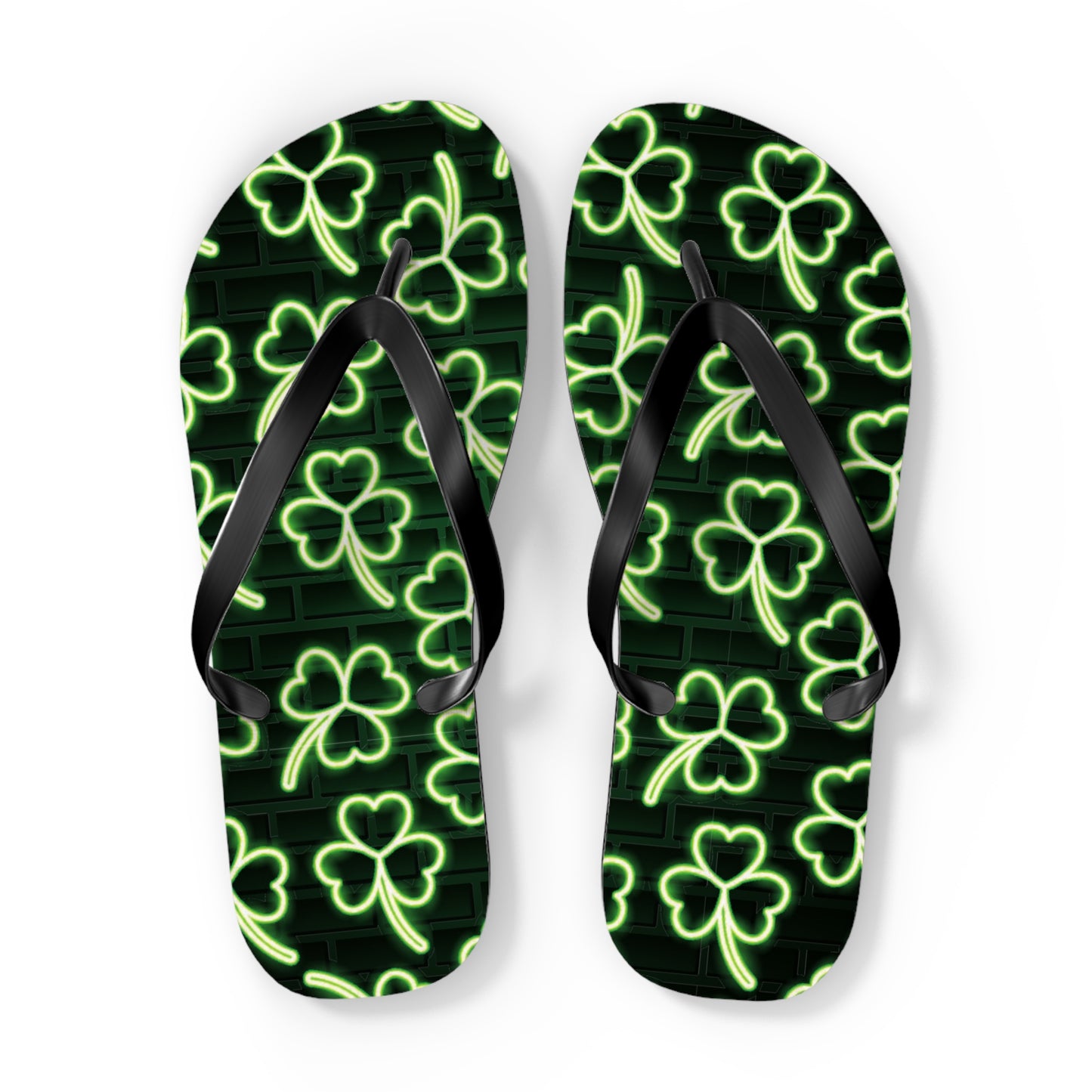 Neon Shamrock Flip Flops