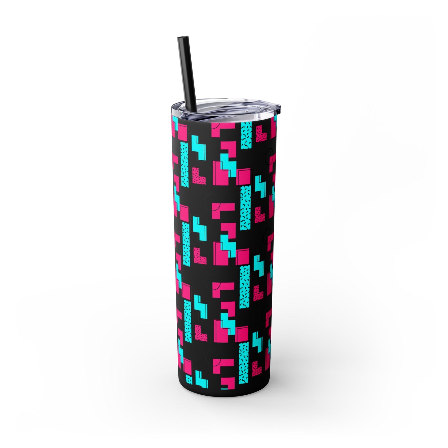 GeoRetro Skinny Tumbler with Straw, 20oz