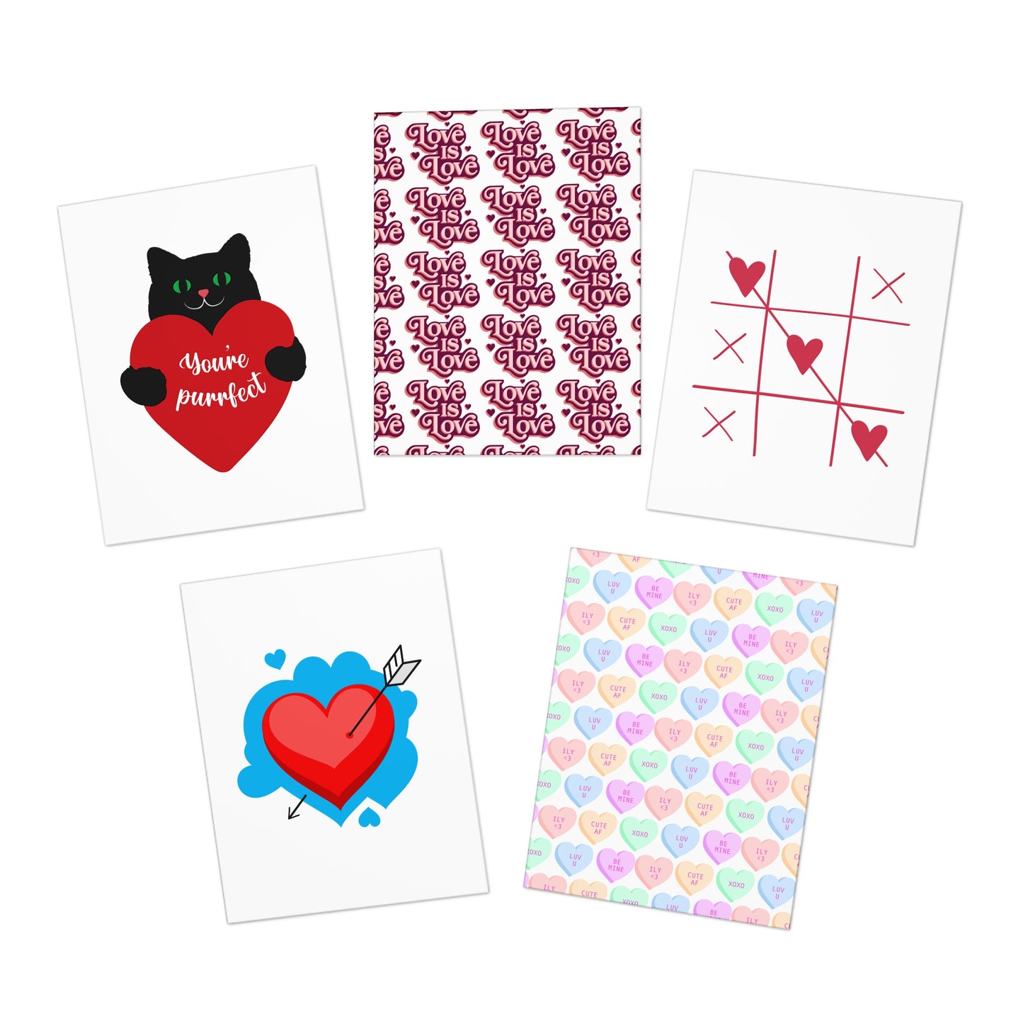 Valentine's Day Multi-Design Greeting Cards (5-Pack)