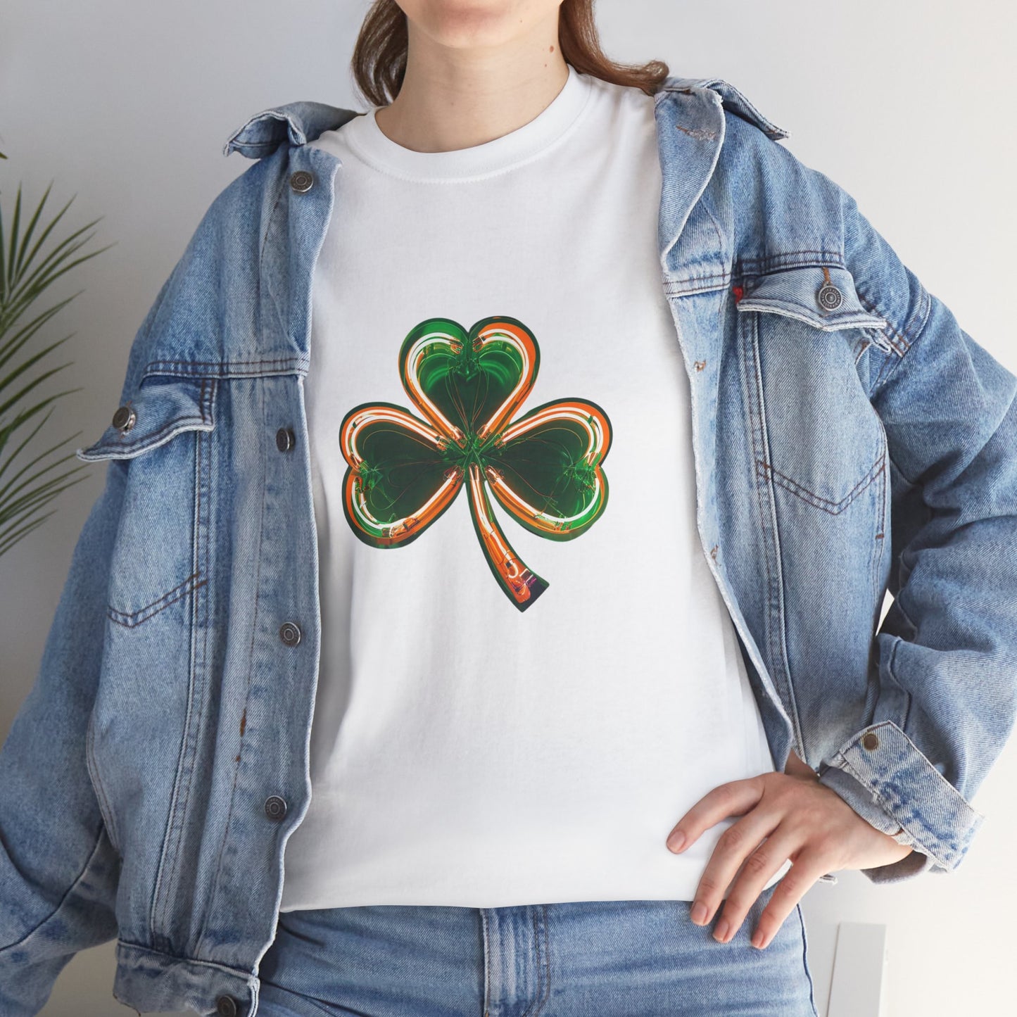 Electric Luck - Green and Orange Unisex Heavy Cotton Tee