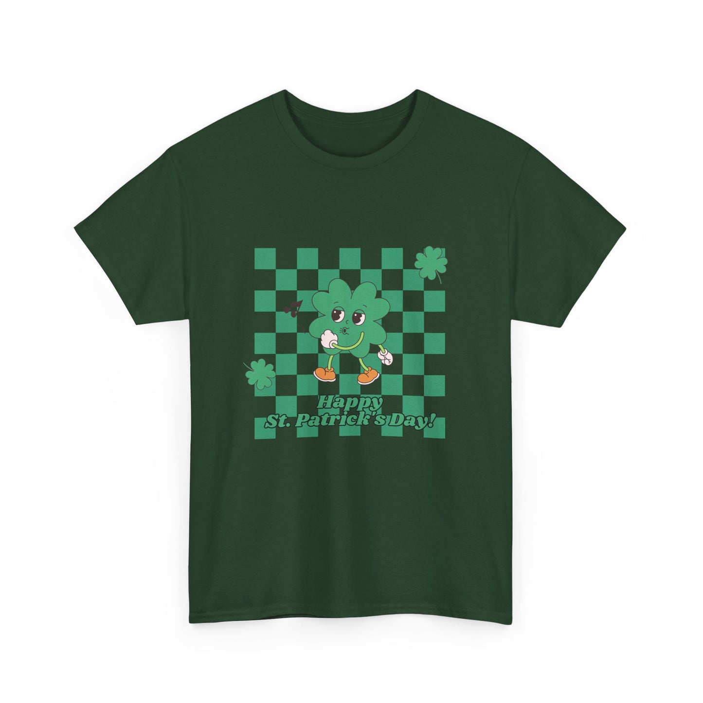 St. Pat's Checkers Unisex Heavy Cotton Tee - Lucky Shamrock Design