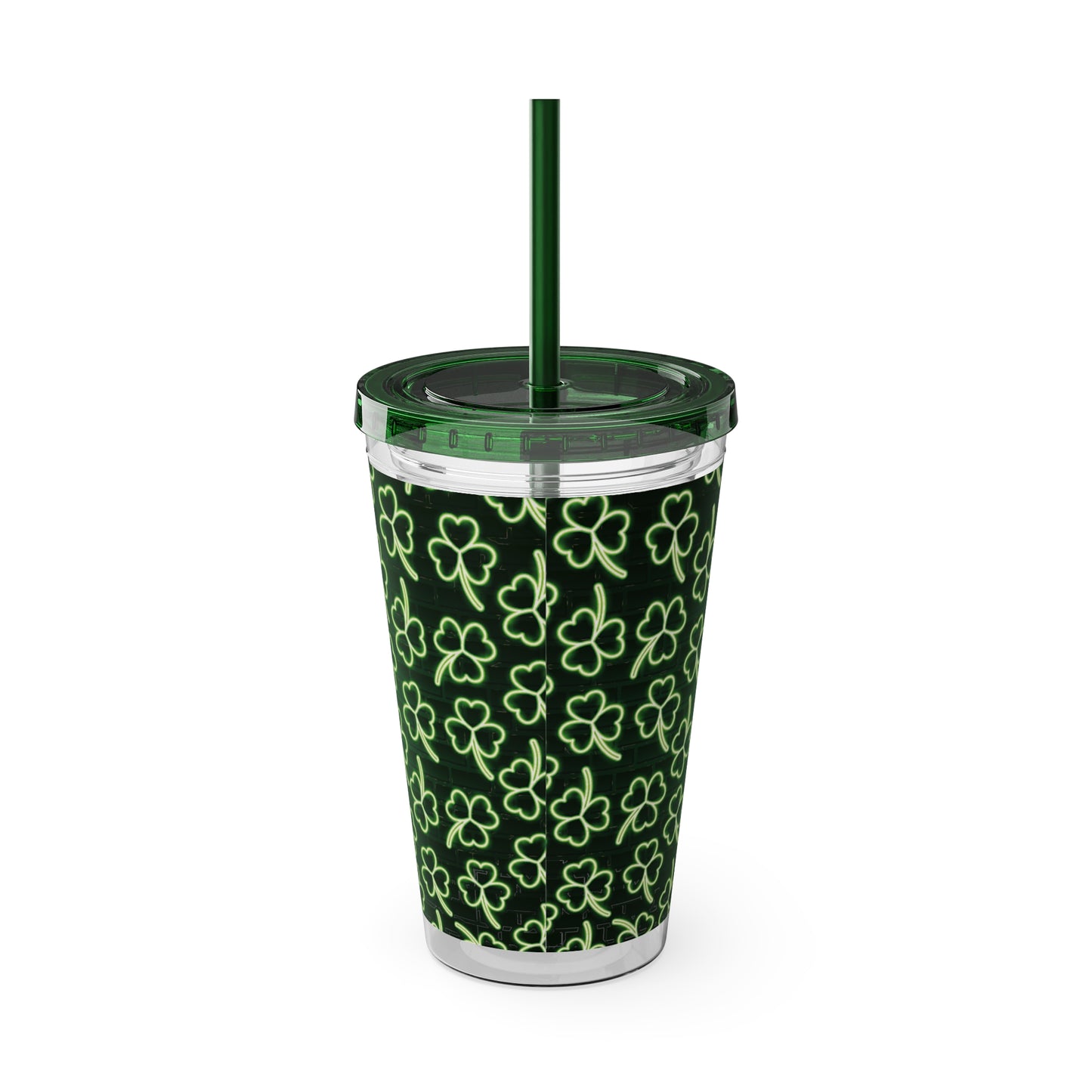 Neon Shamrock Sunsplash Tumbler with Straw, 16oz