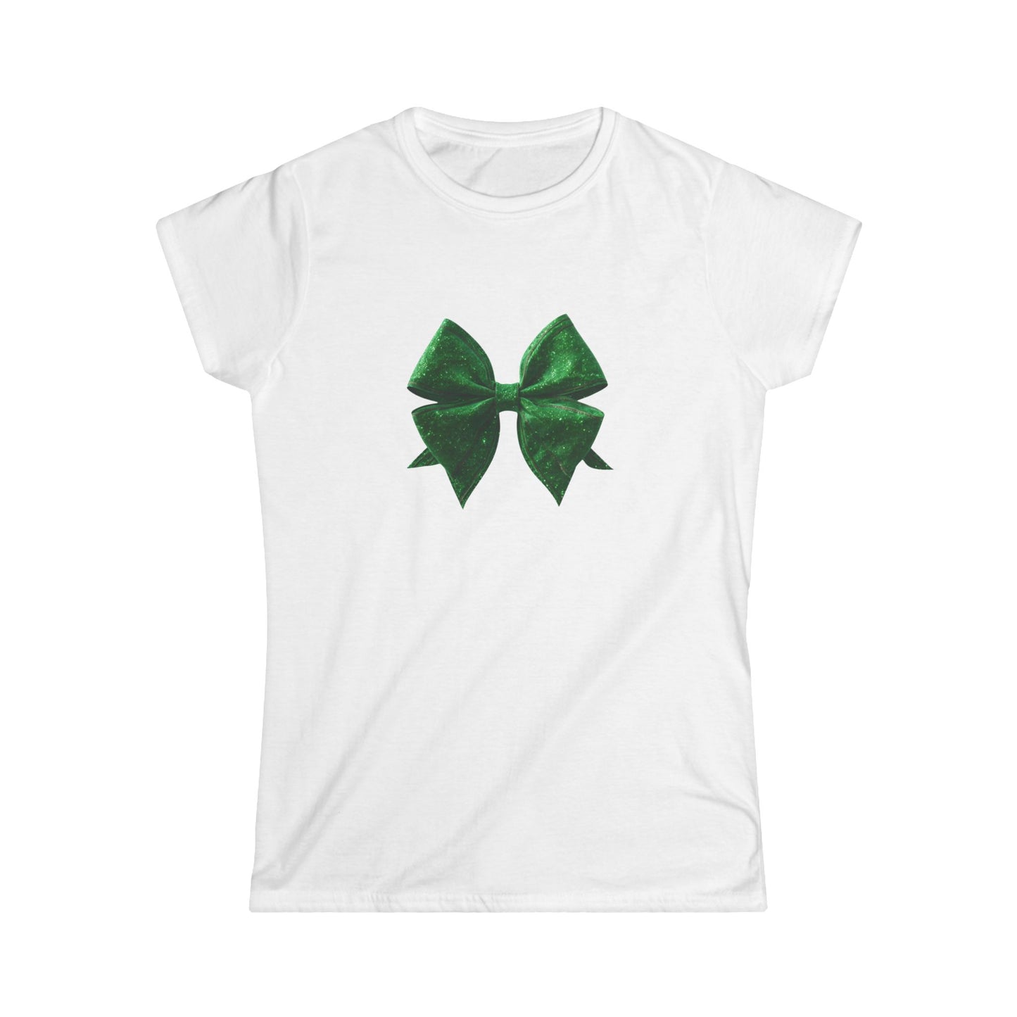 Green Glitter Bow Women's Softstyle Tee