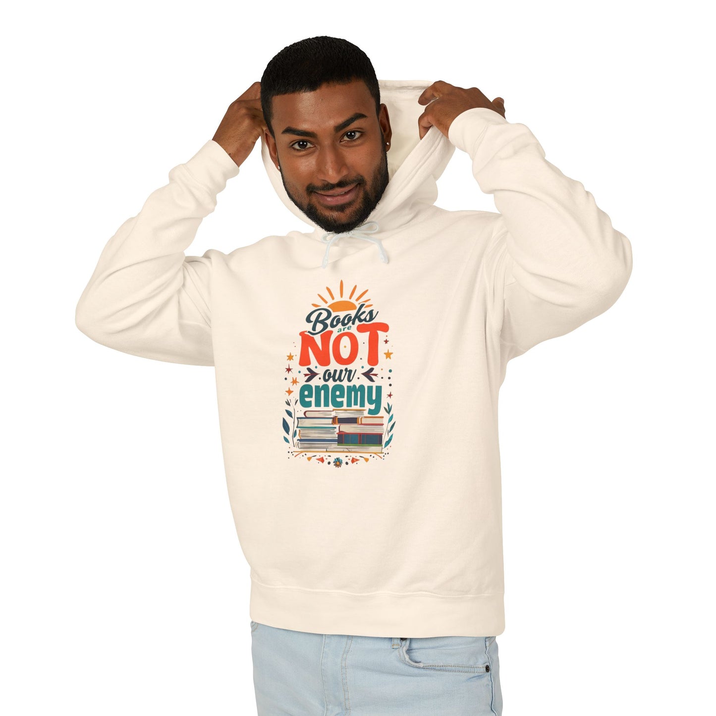 Books are NOT our Enemy Unisex Lightweight Hooded Sweatshirt