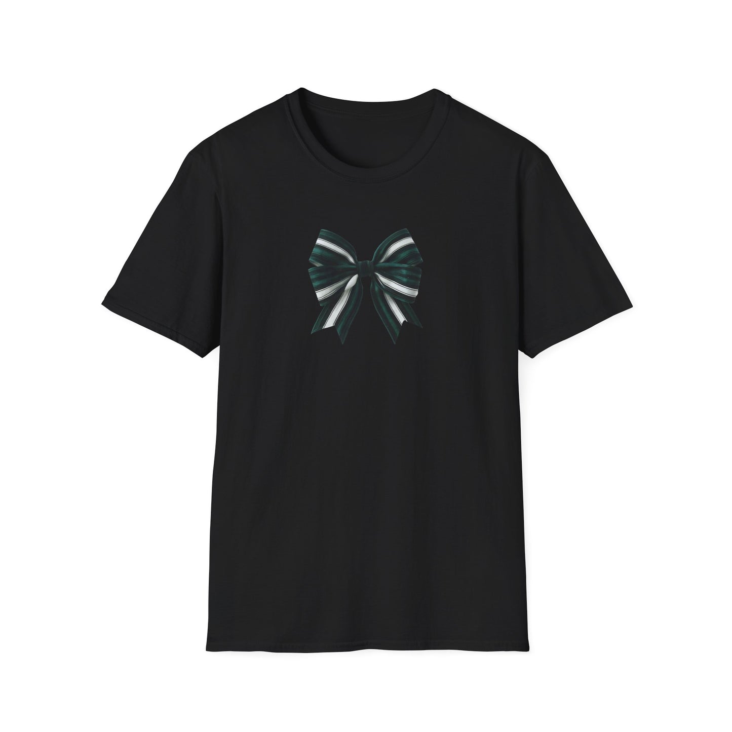 Green, White and Black Bow Unisex Softstyle T-Shirt