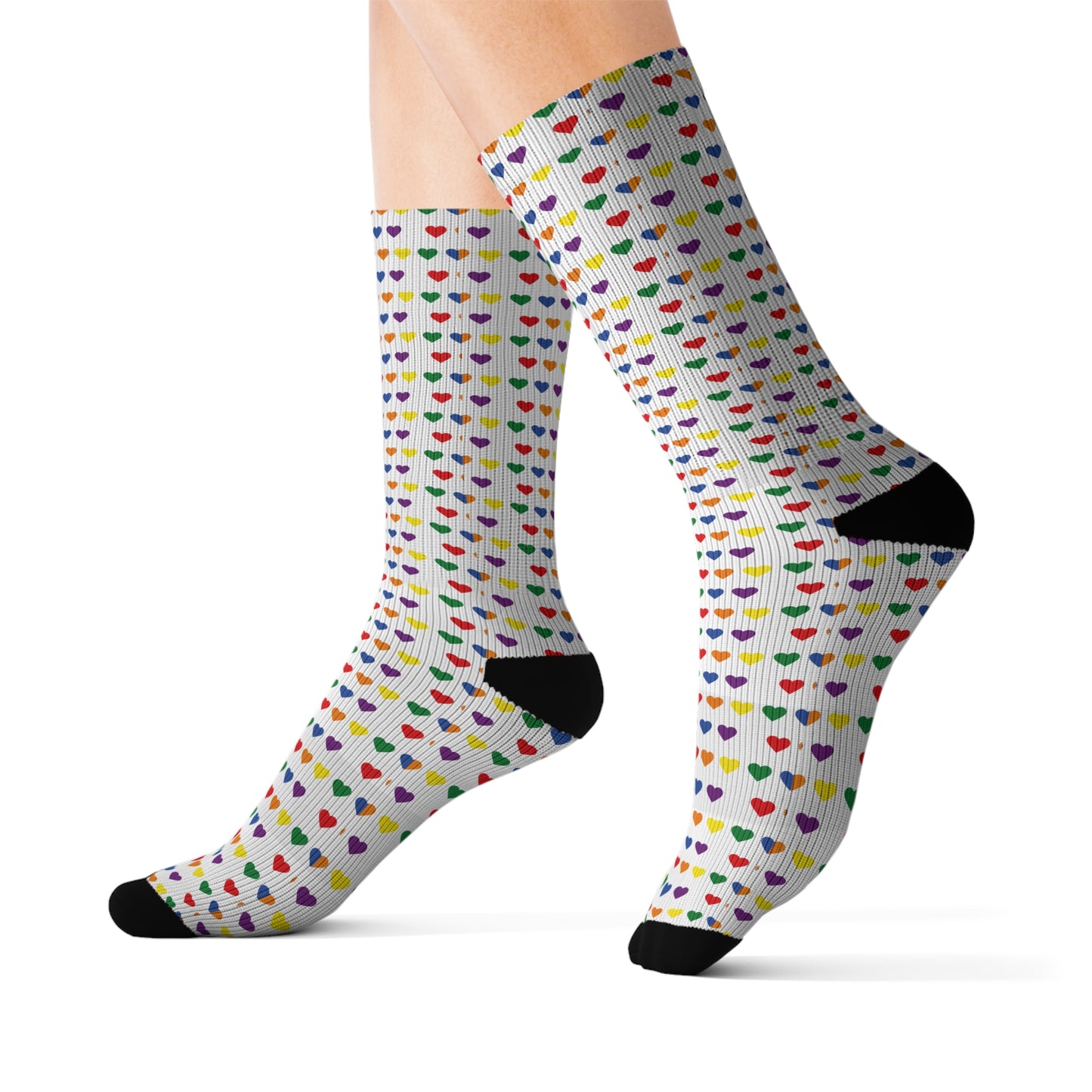 Rainbow Hearts Sublimation Socks