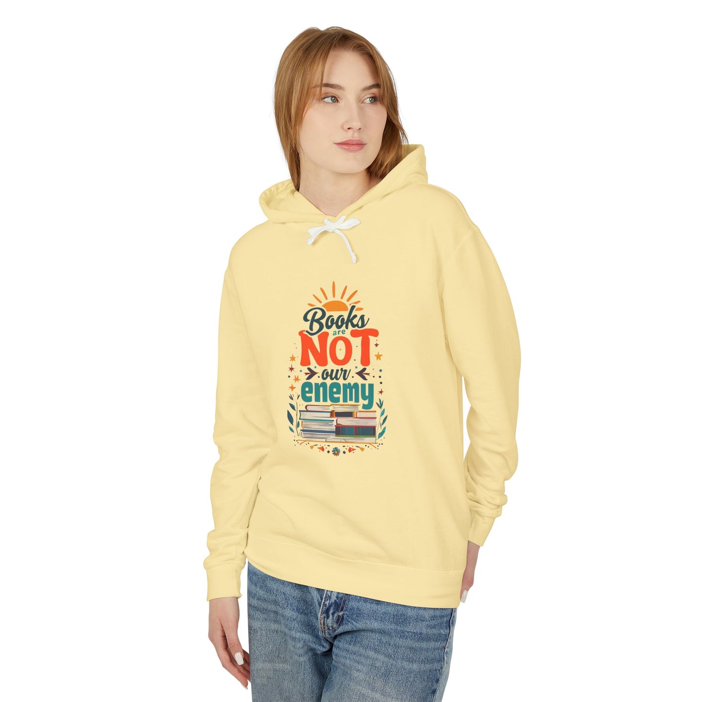 Books are NOT our Enemy Unisex Lightweight Hooded Sweatshirt