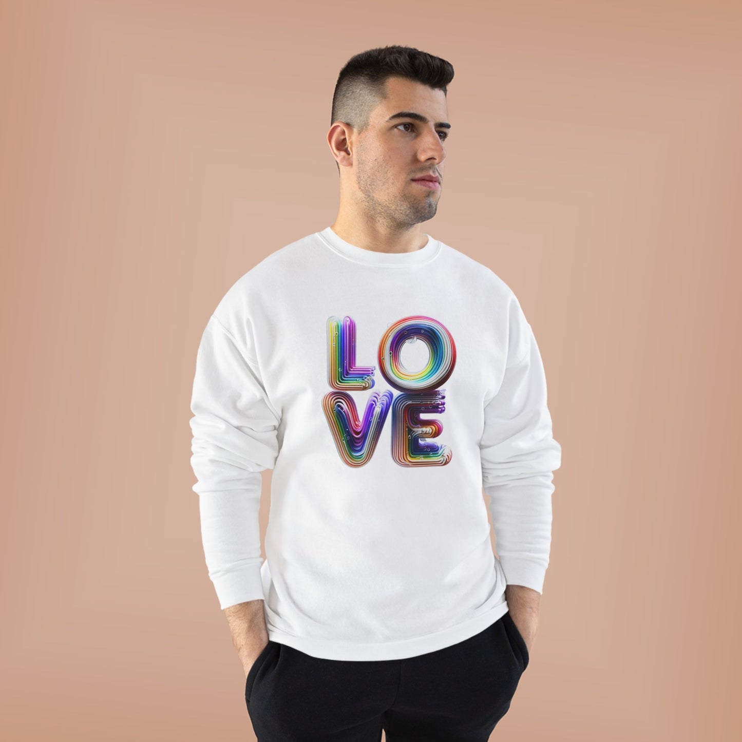 3D LOVE - Colorful Love Unisex EcoSmart Crewneck Sweatshirt