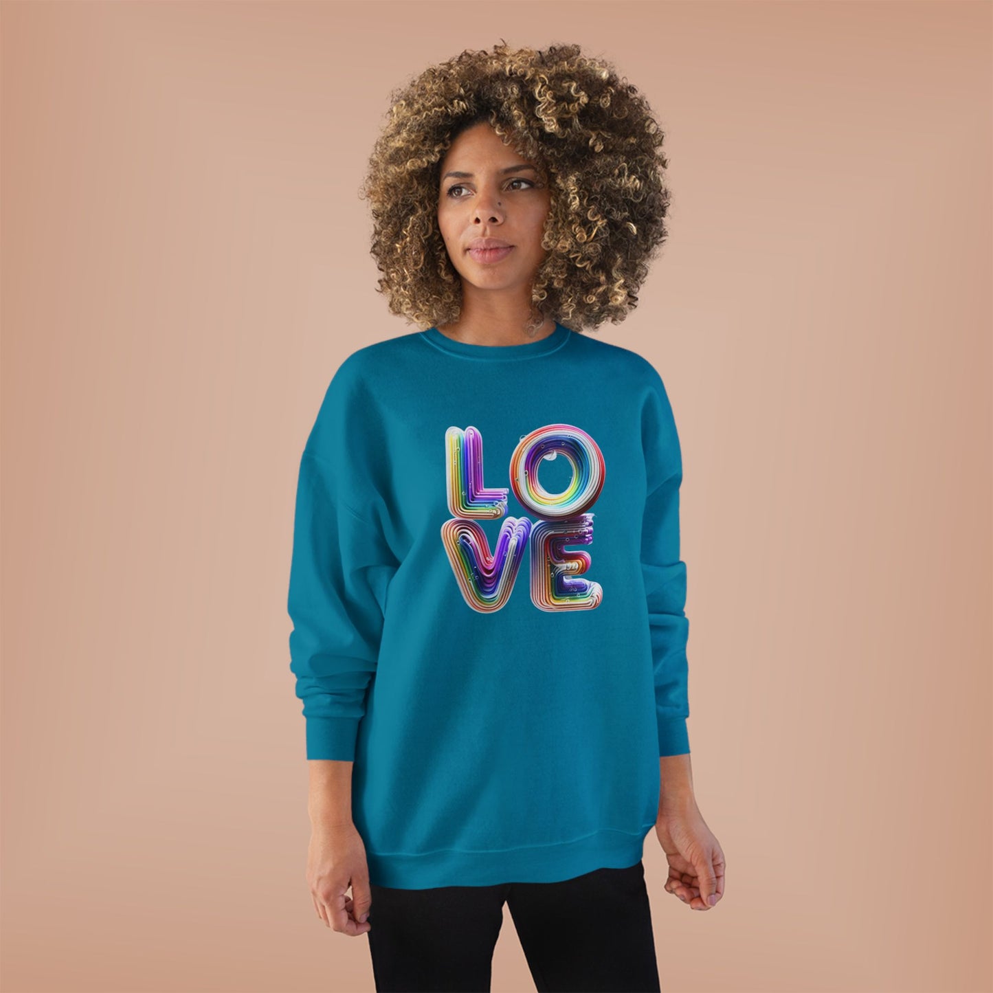 3D LOVE - Colorful Love Unisex EcoSmart Crewneck Sweatshirt