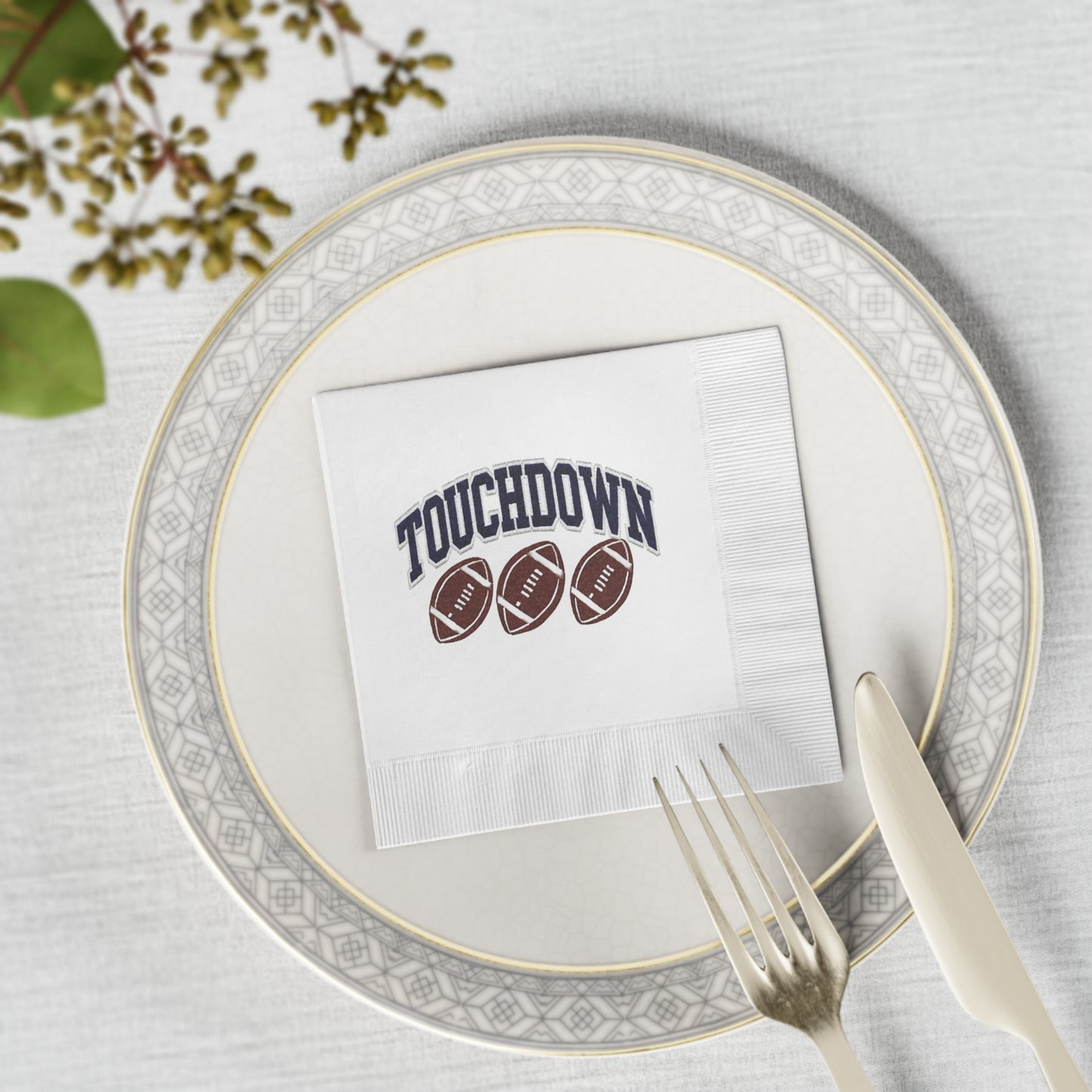 TOUCHDOWN White Coined Napkins