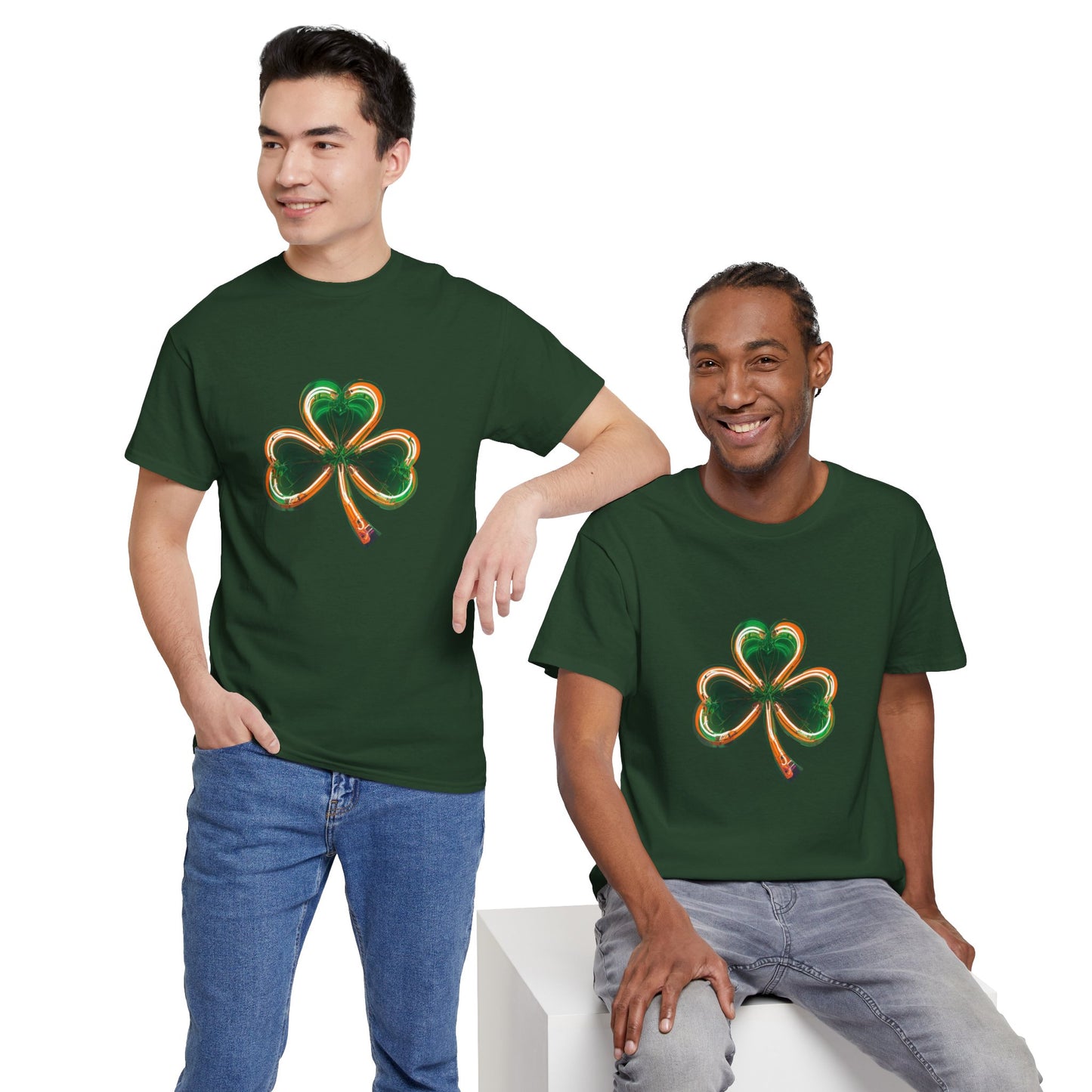 Electric Luck - Green and Orange Unisex Heavy Cotton Tee