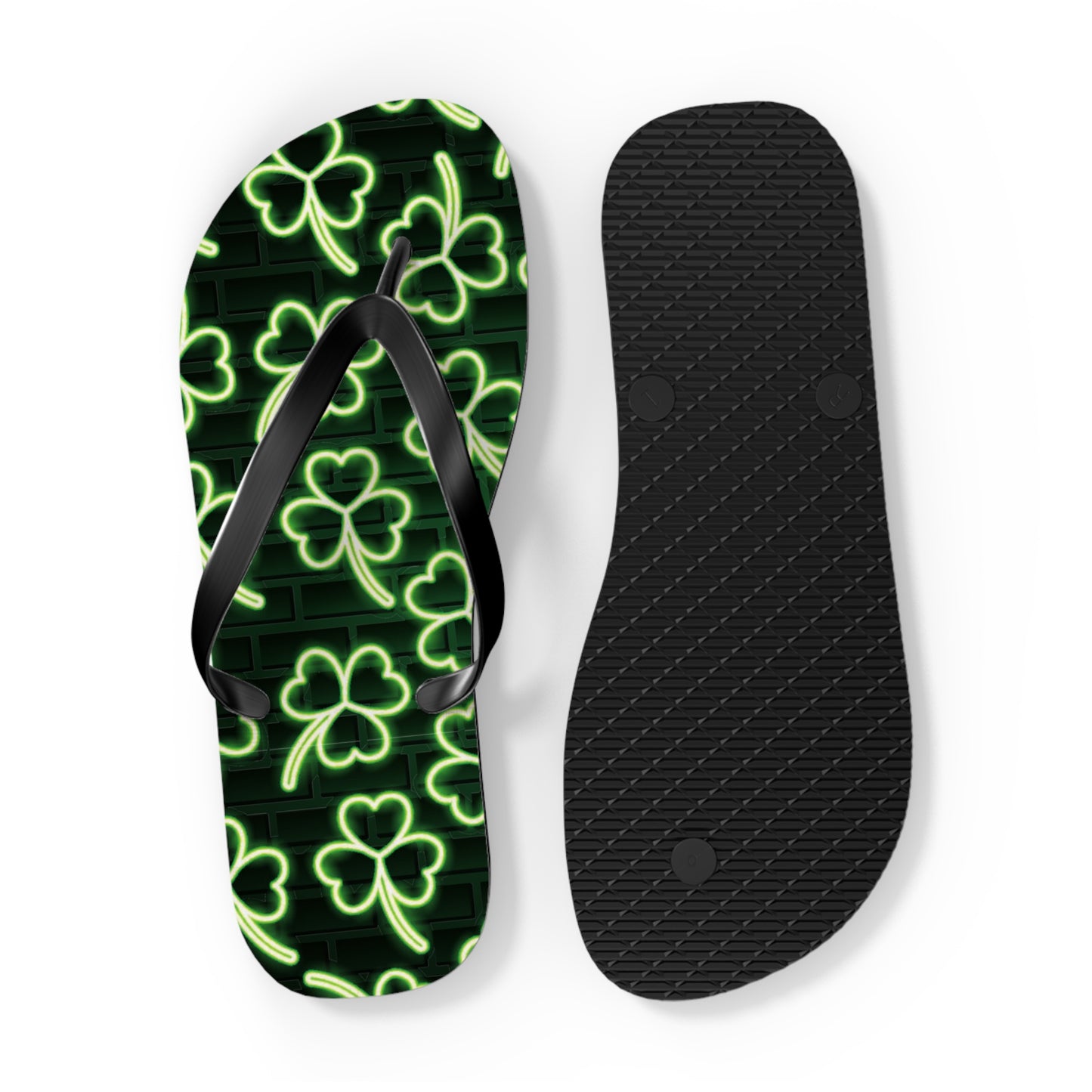 Neon Shamrock Flip Flops