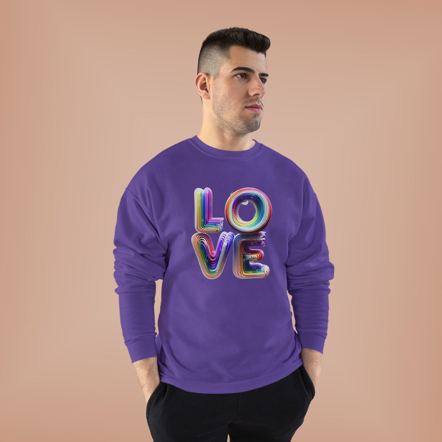 3D LOVE - Colorful Love Unisex EcoSmart Crewneck Sweatshirt