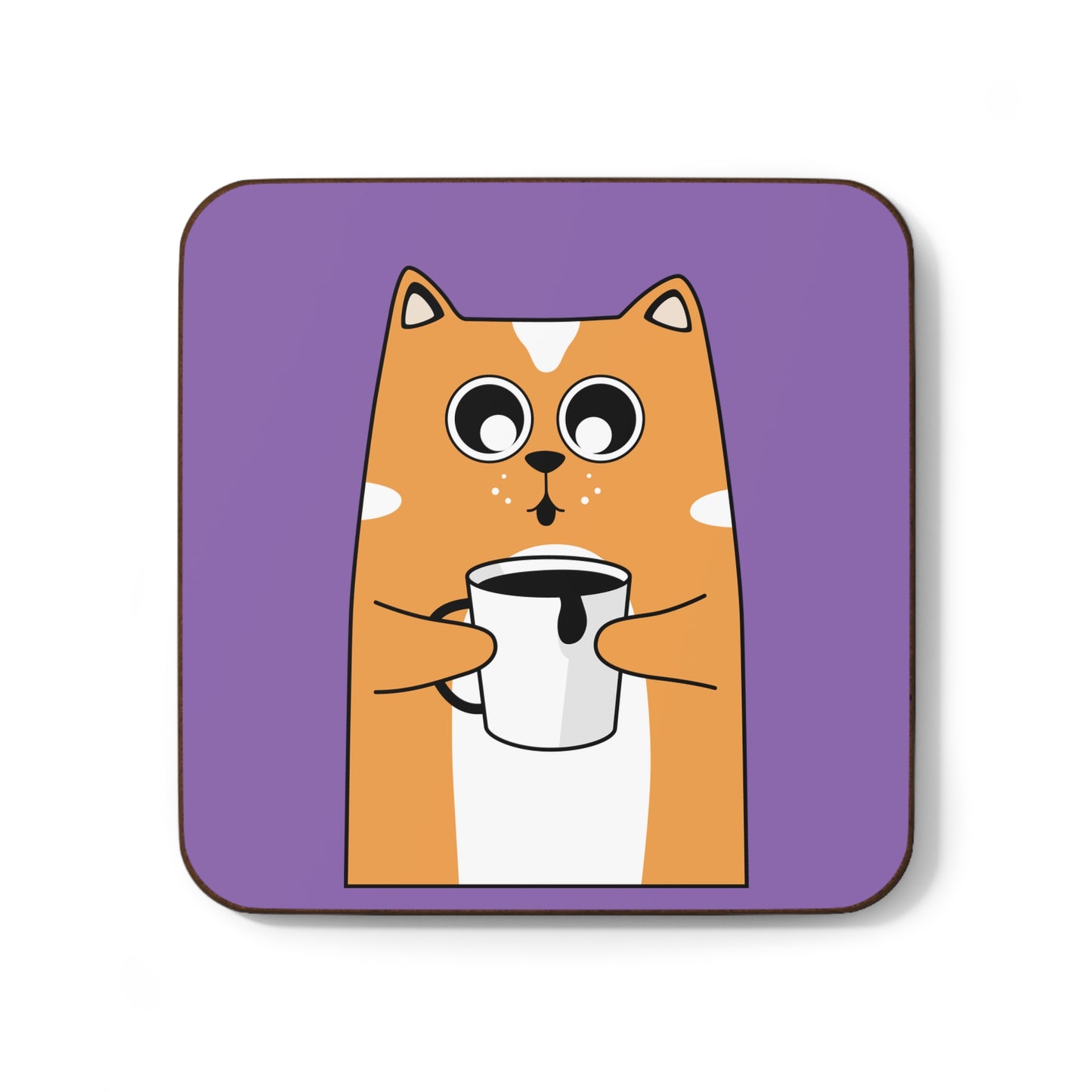 Cat Coffee Hardboard Back Coaster