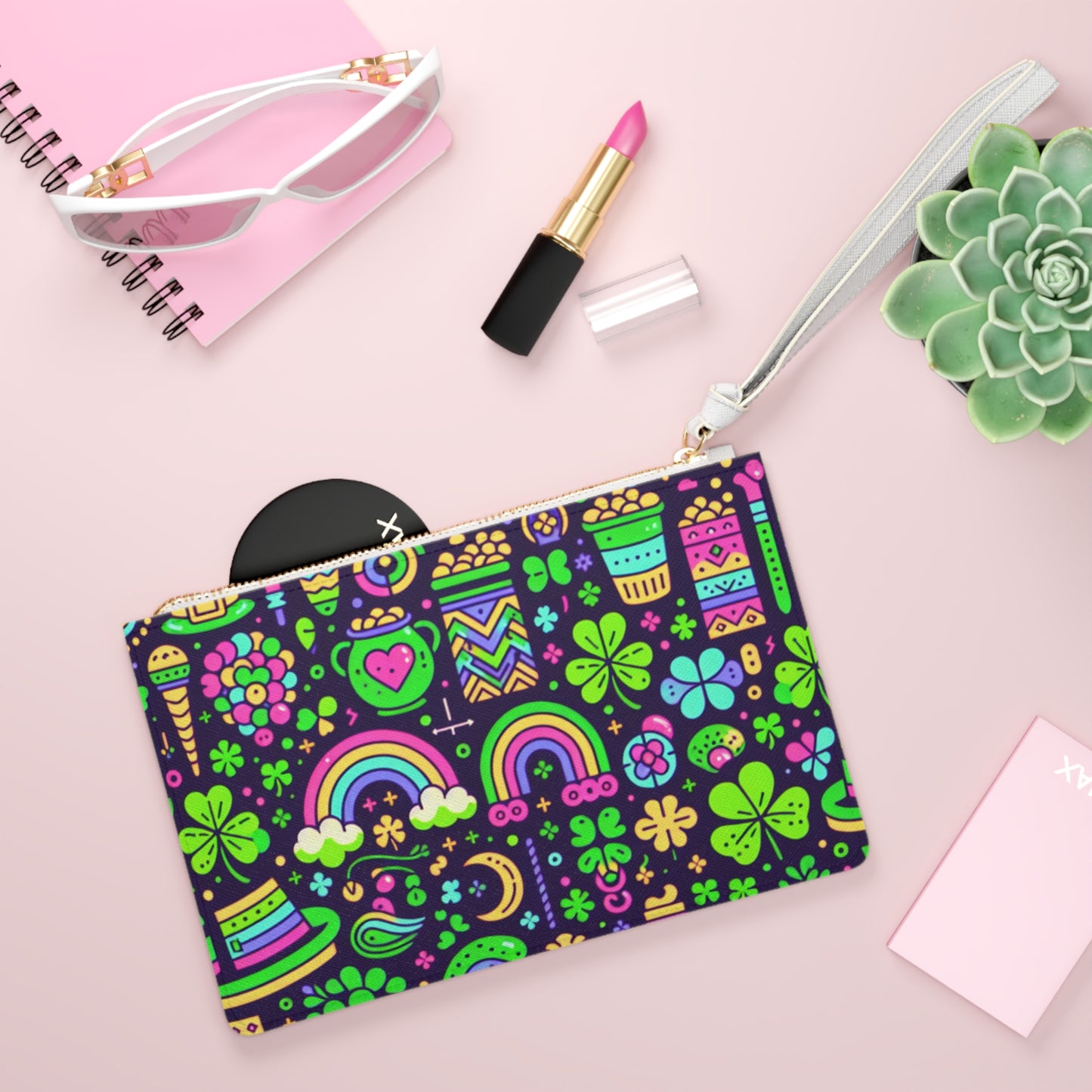 Day-Glo Clover Clutch Bag