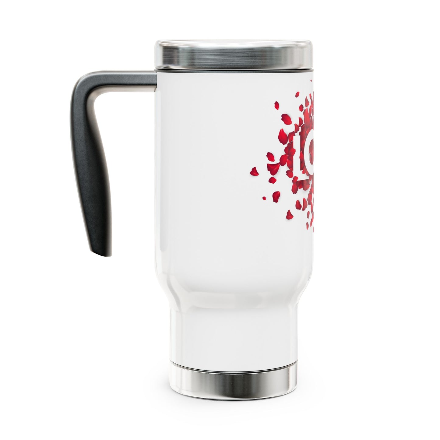 Love Rose Stainless Steel Travel Mug with Handle, 14oz