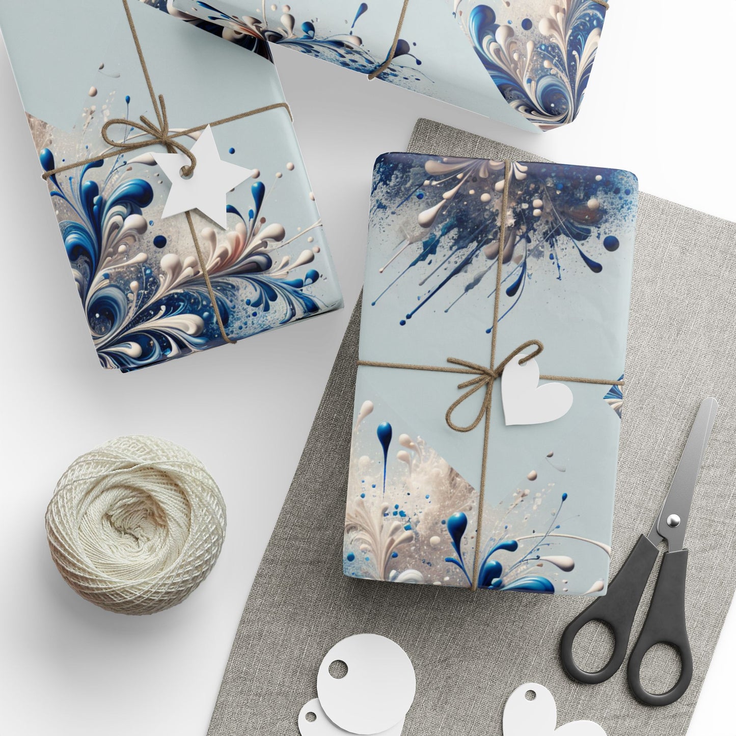 Blue and Cream Swirl Wrapping Papers