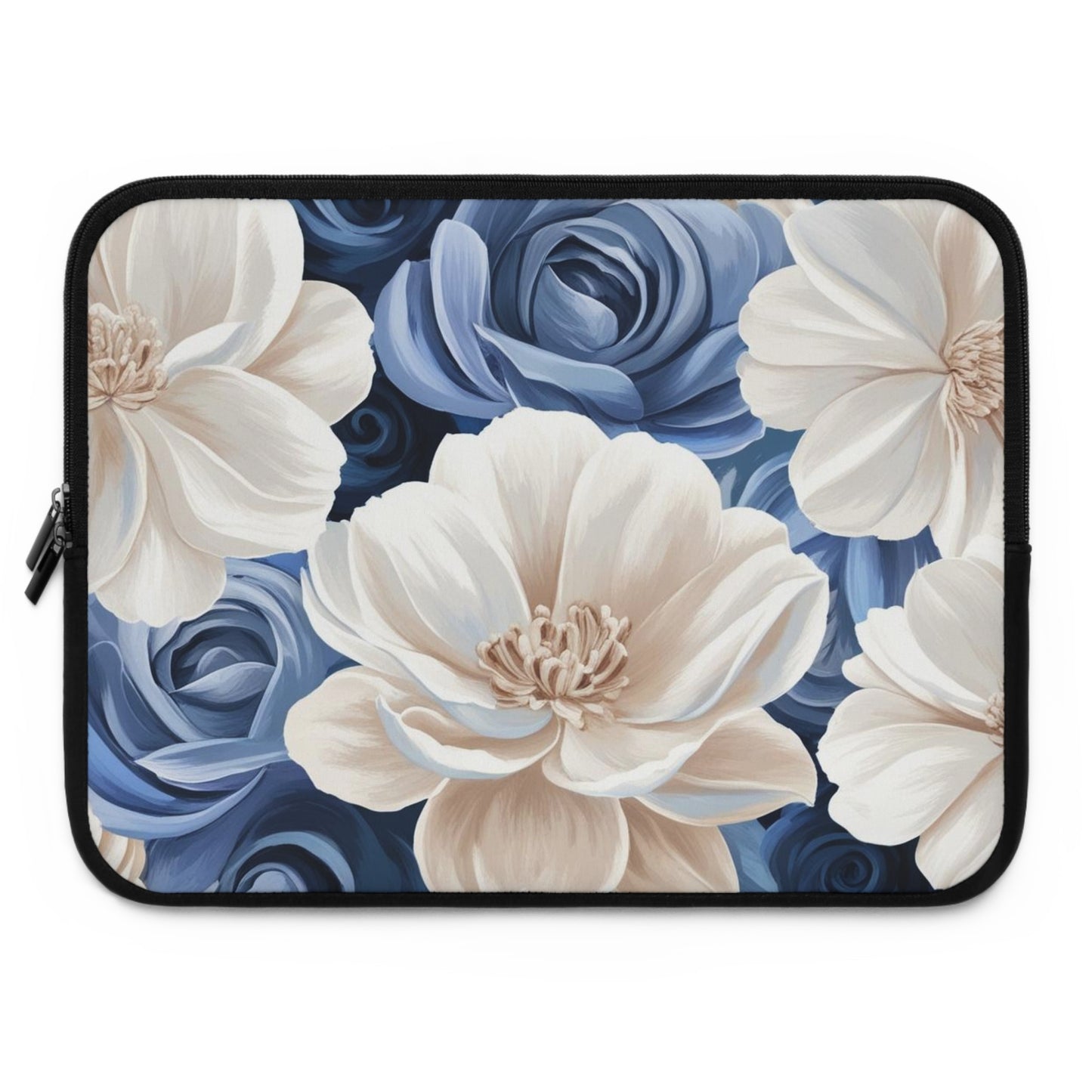 Painted Blue and White Flowers Laptop Sleeve