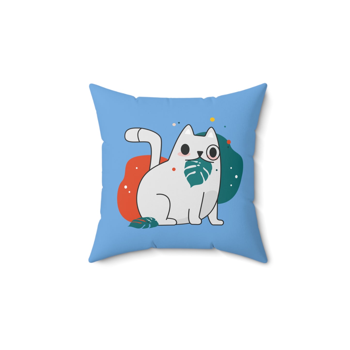 Cat Eating Monster Spun Polyester Square Pillow