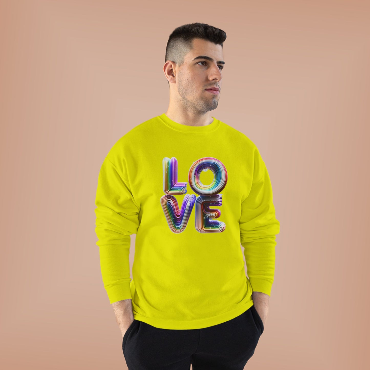 3D LOVE - Colorful Love Unisex EcoSmart Crewneck Sweatshirt