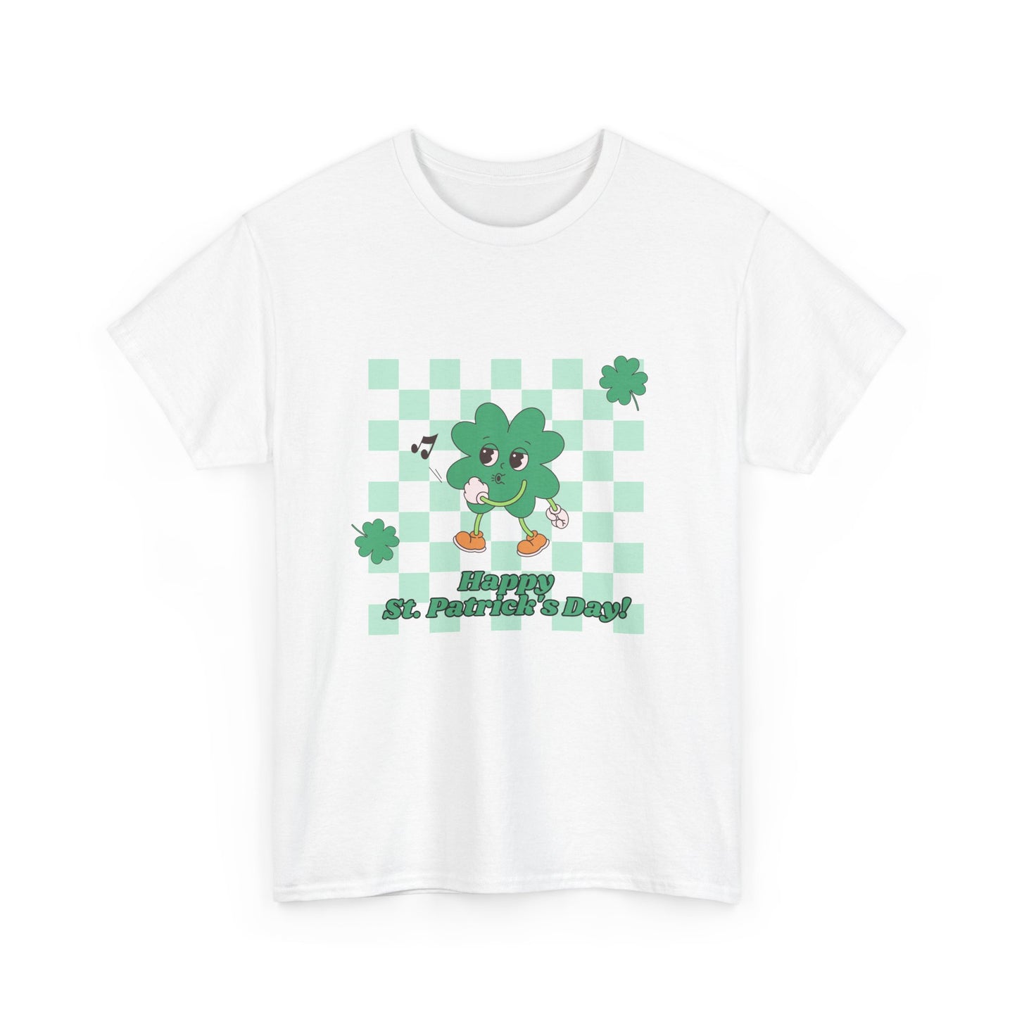 St. Pat's Checkers Unisex Heavy Cotton Tee - Lucky Shamrock Design