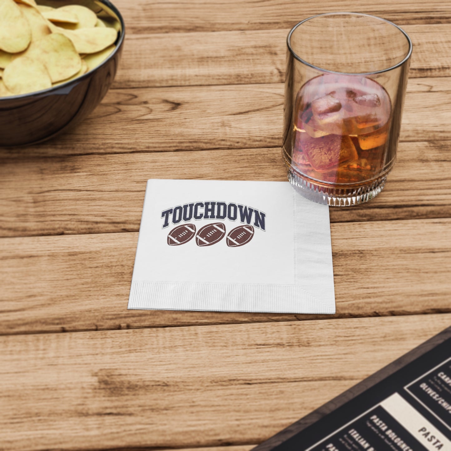 TOUCHDOWN White Coined Napkins