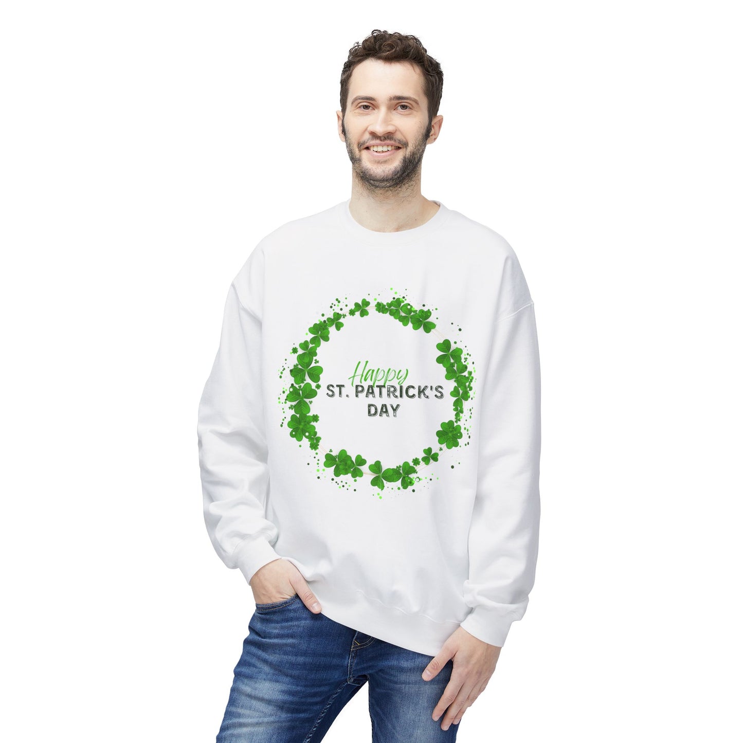 St. Pat's Wreath Unisex Midweight Softstyle Fleece Crewneck Sweatshirt