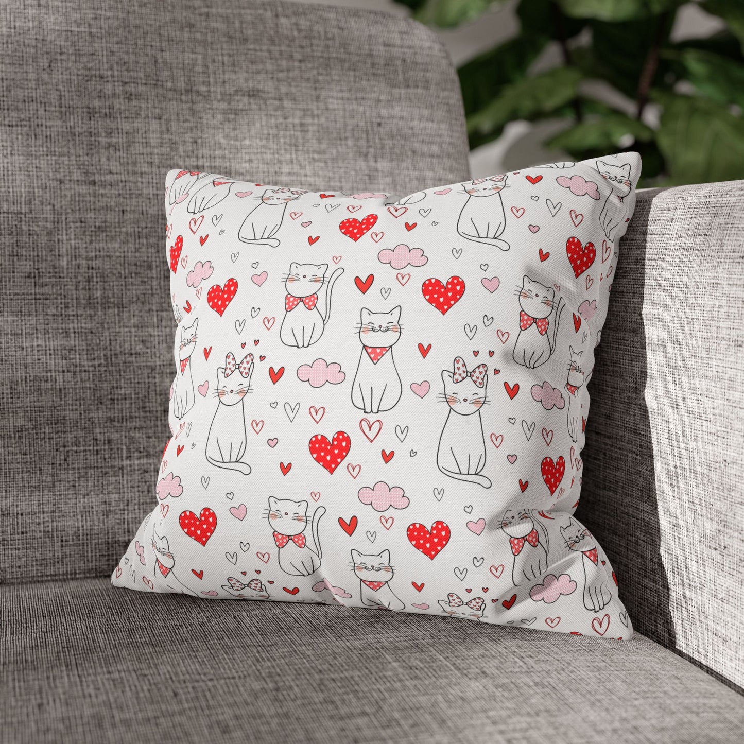 Kitty Love Spun Polyester Square Pillowcase