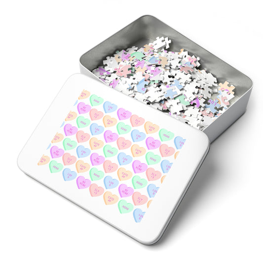 Candy Hearts Jigsaw Puzzle with Tin